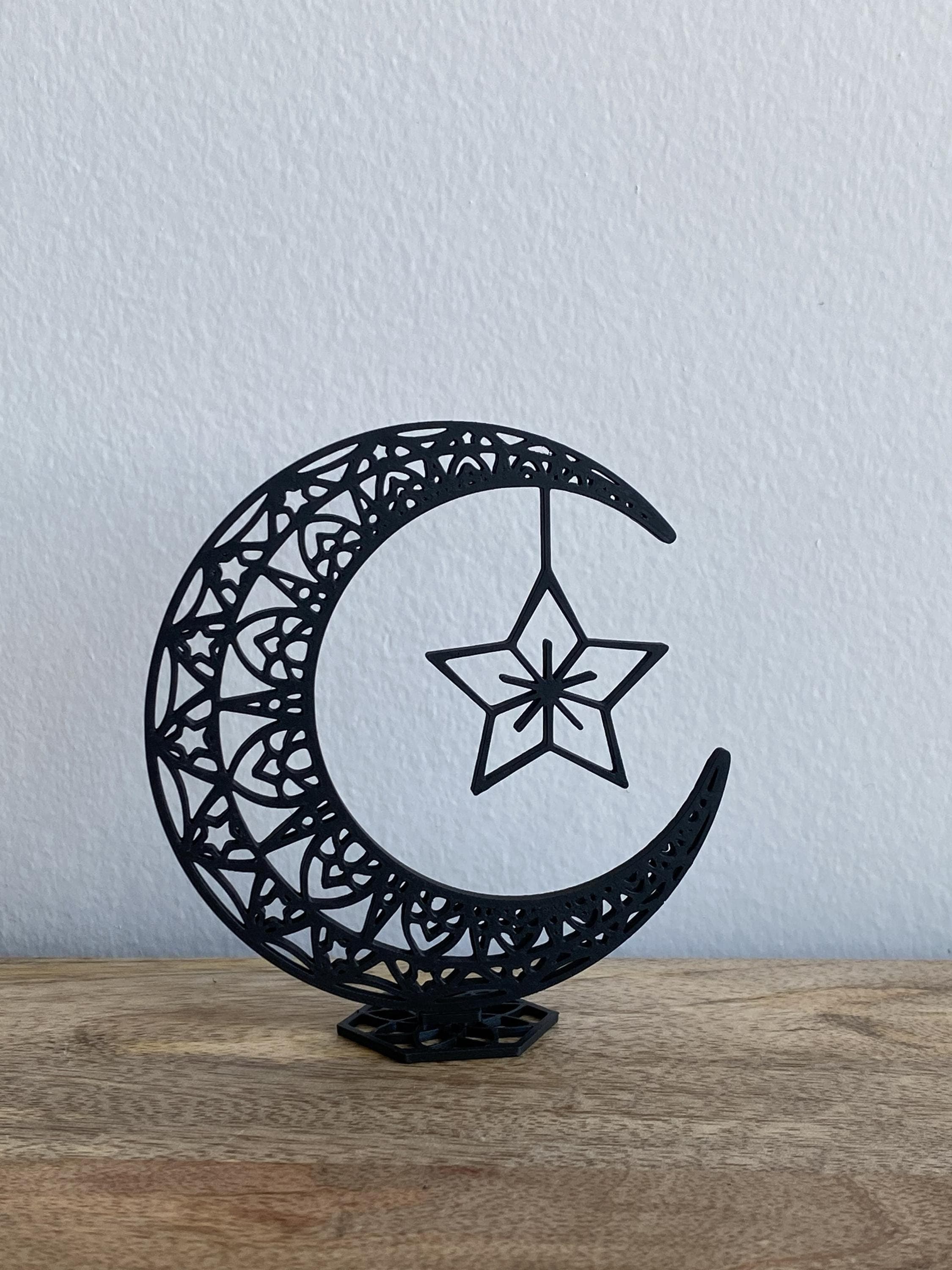 Islamic Decor | Crescent Moon Star Ramadan | Lantern Muslim Home | Eid Mubarak Table Art - image 4