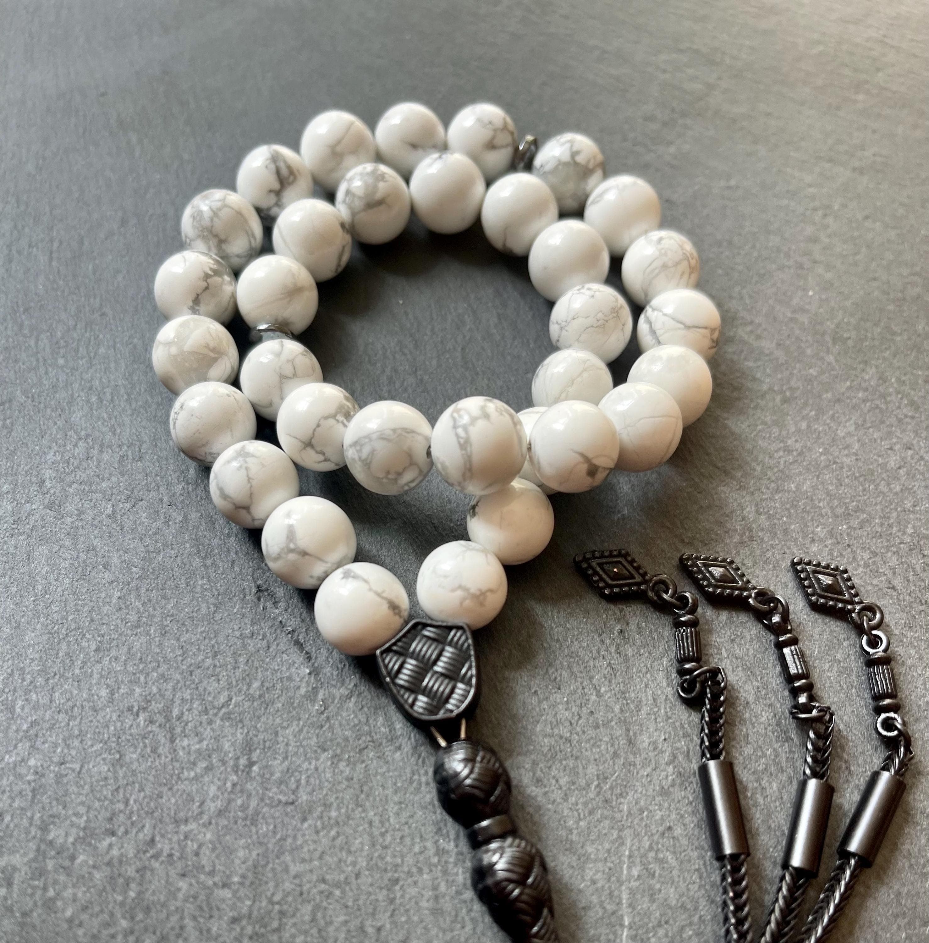 Howlite Agate Islamic Prayer Beads 33 Beads | Handmade Gemstone Tasbih Misbaha | Muslim Gift - image 3