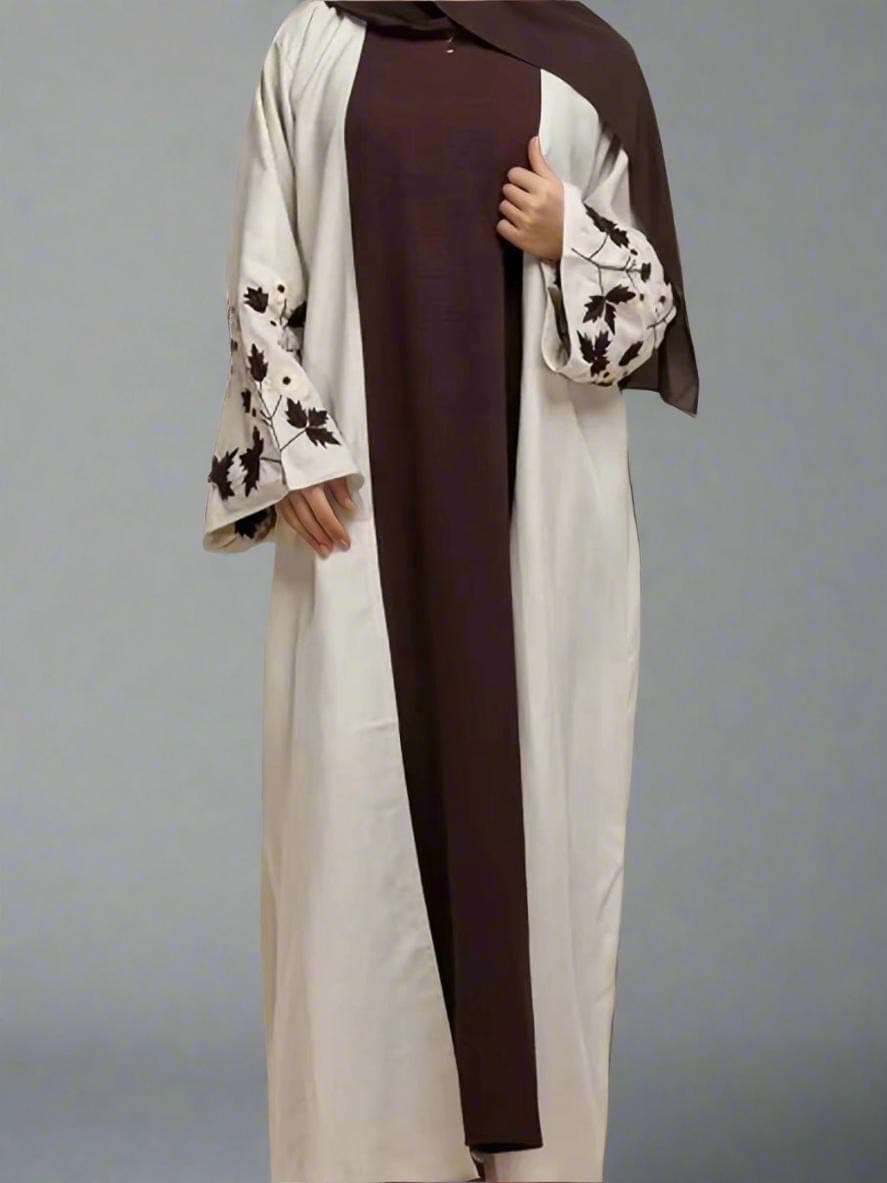 Chic Gray Embroidered Abaya
