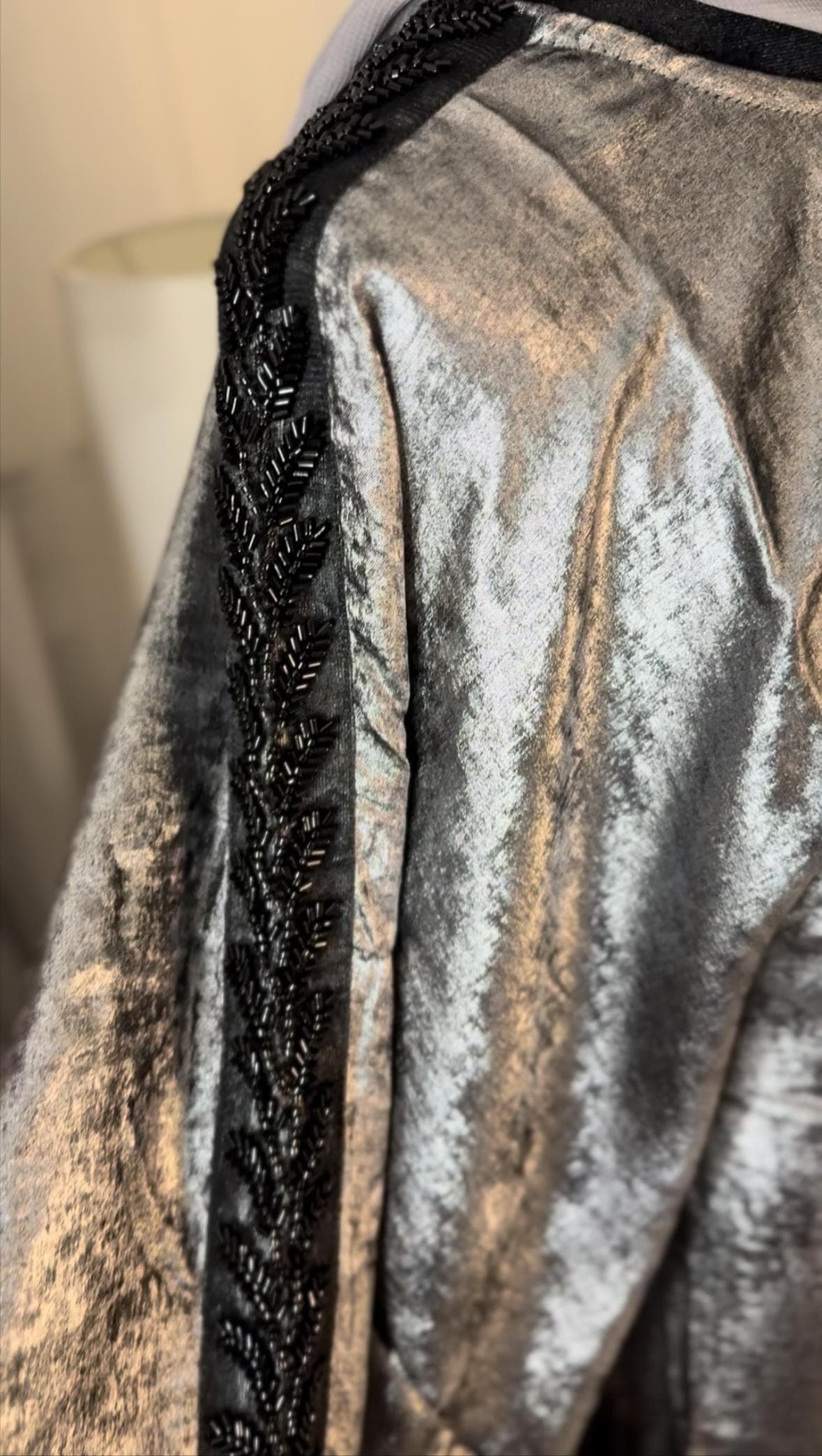 Metallic Butterfly Abaya - Silver
