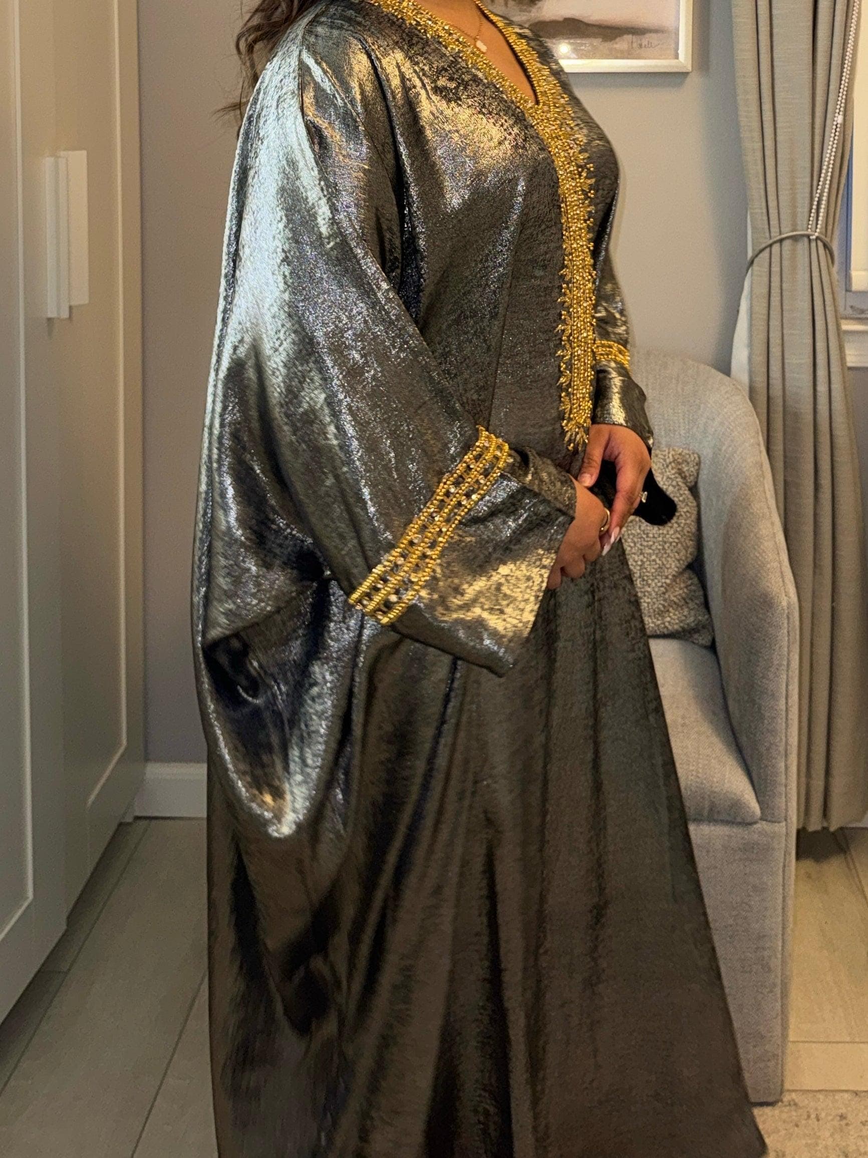 Tasnim Butterfly Abaya - Charcoal