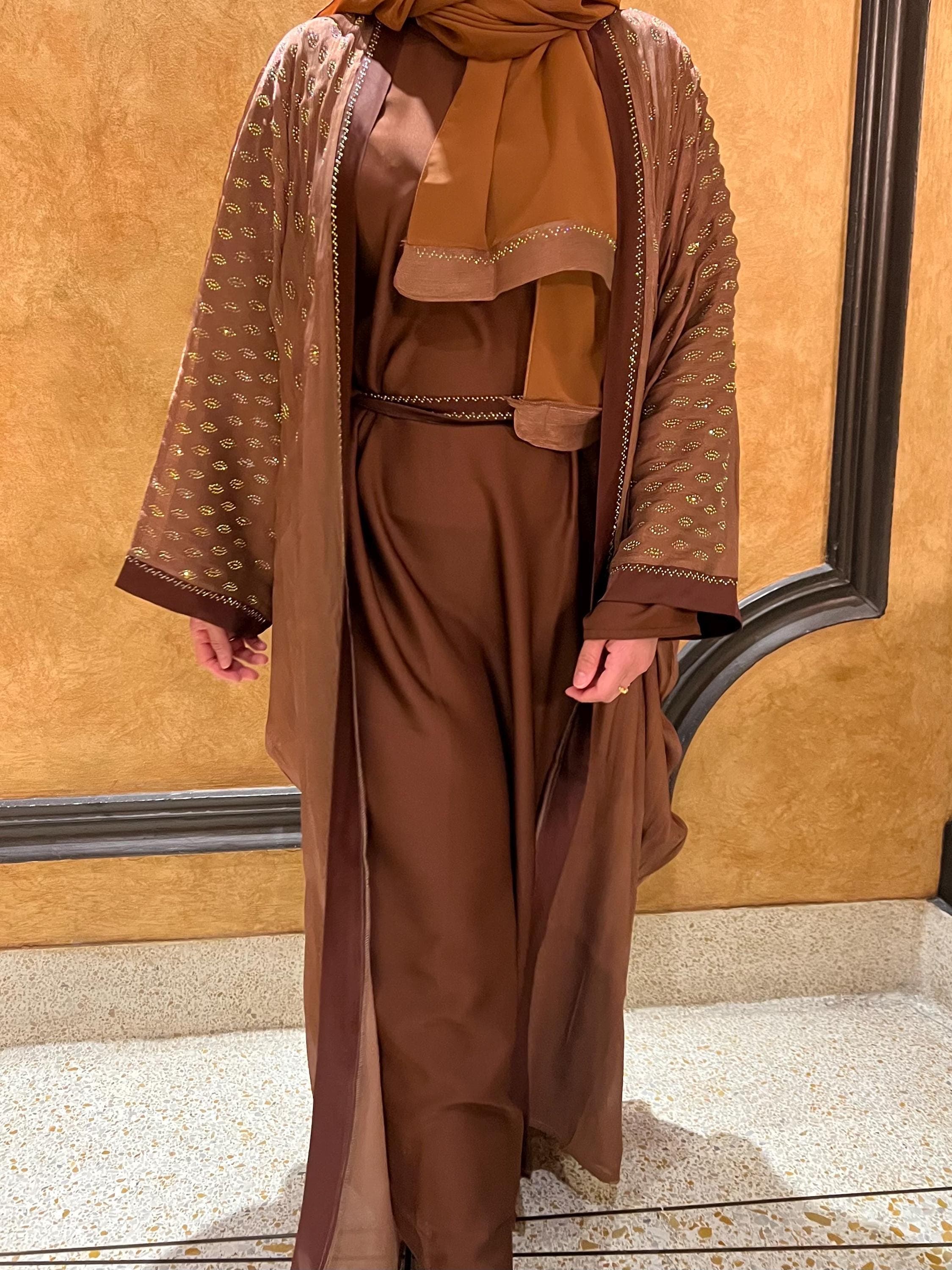 Ana Four Piece Abaya - Organza Fabric with Stone Work - image 5