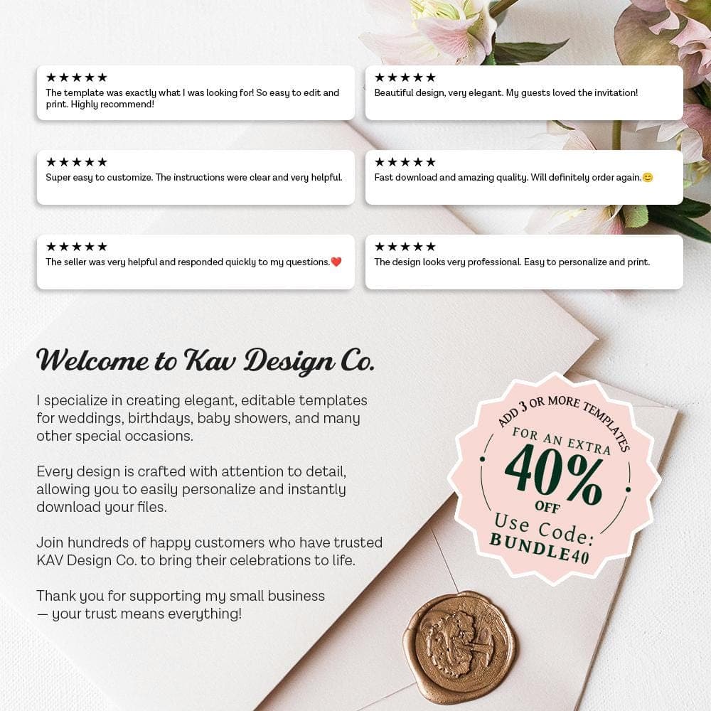 Orange Floral Muslim Wedding Invitation Template: Printable Islamic Nikah Card | WA18 - image 3