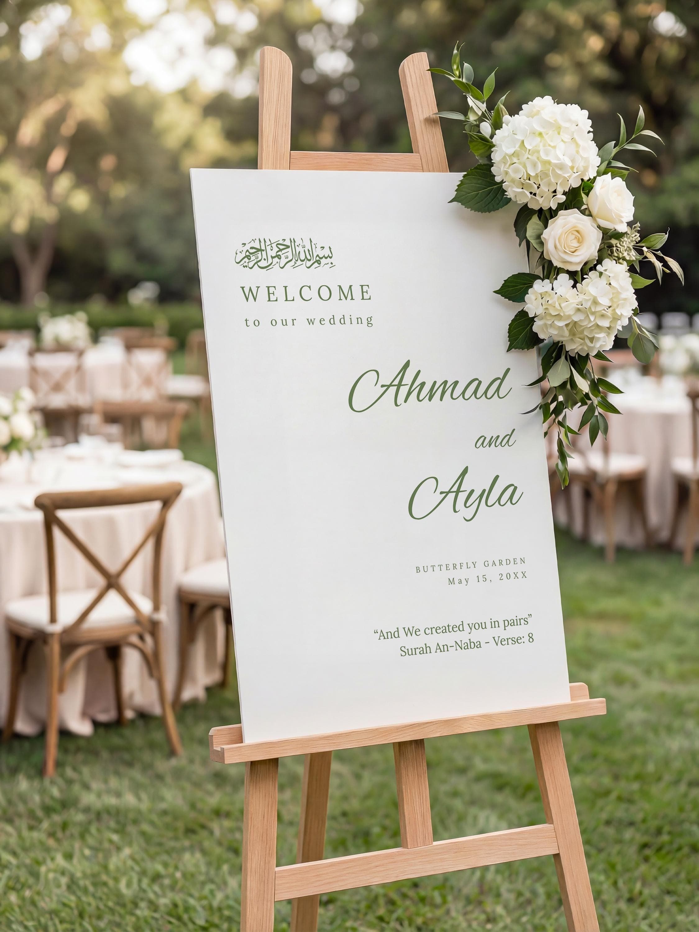 Minimalist Islamic Wedding Welcome Sign Template: Editable Nikkah Canva Poster, Ceremony & Reception Entrance Board - image 5