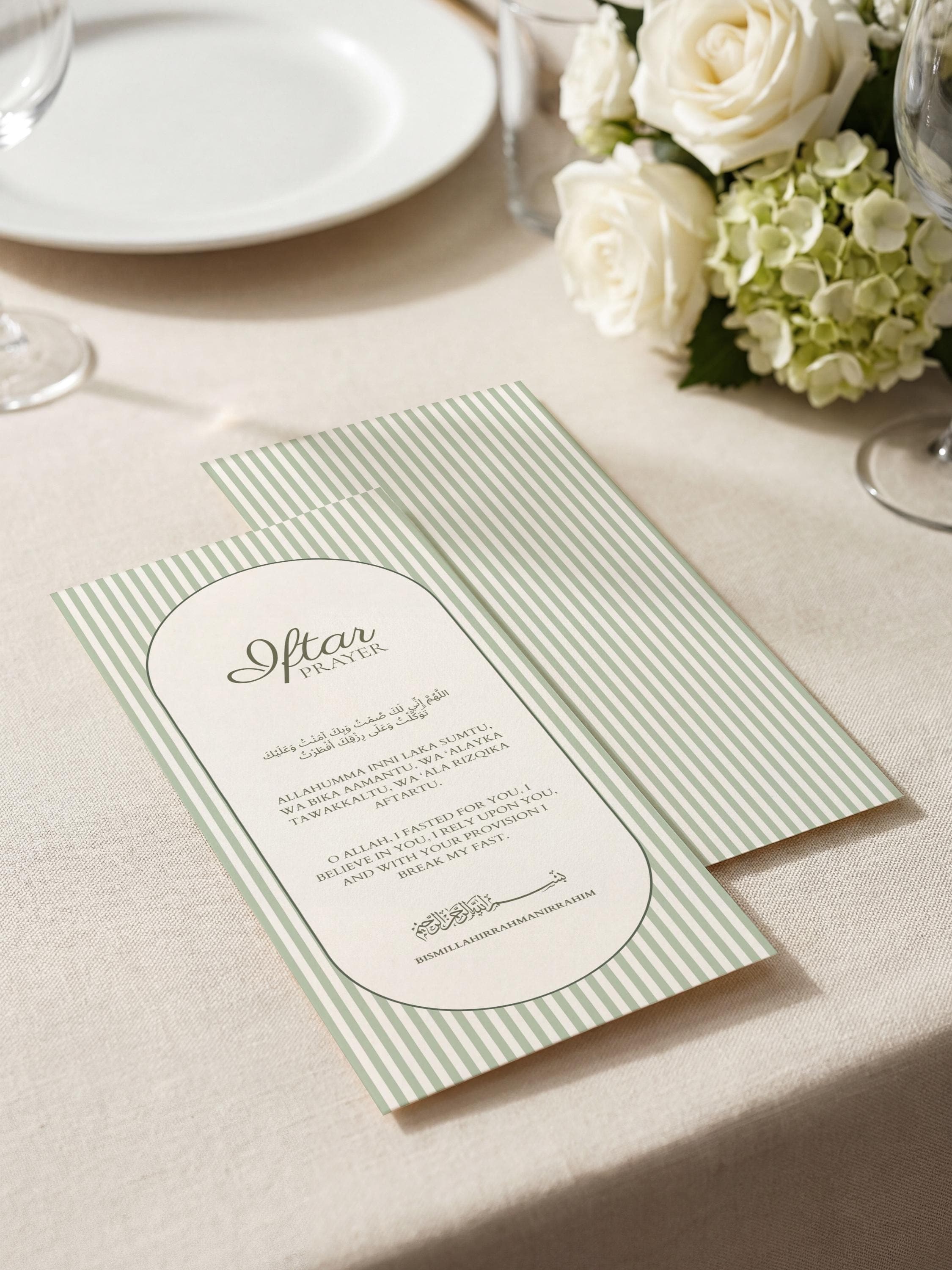 Ramadan Iftar Prayer Card | Striped Arch Dua Table Printable Template | Minimal Table Setting Decor - image 4