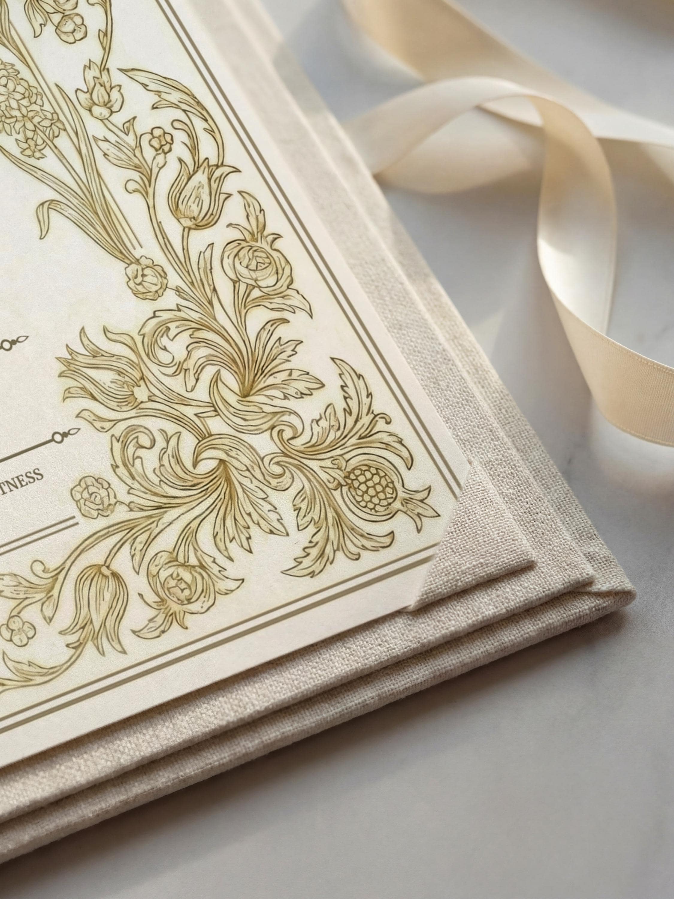 Vintage Gold Floral Islamic Nikkah Certificate: Editable Muslim Wedding Contract (A3 & A4 Canva Template) - image 3