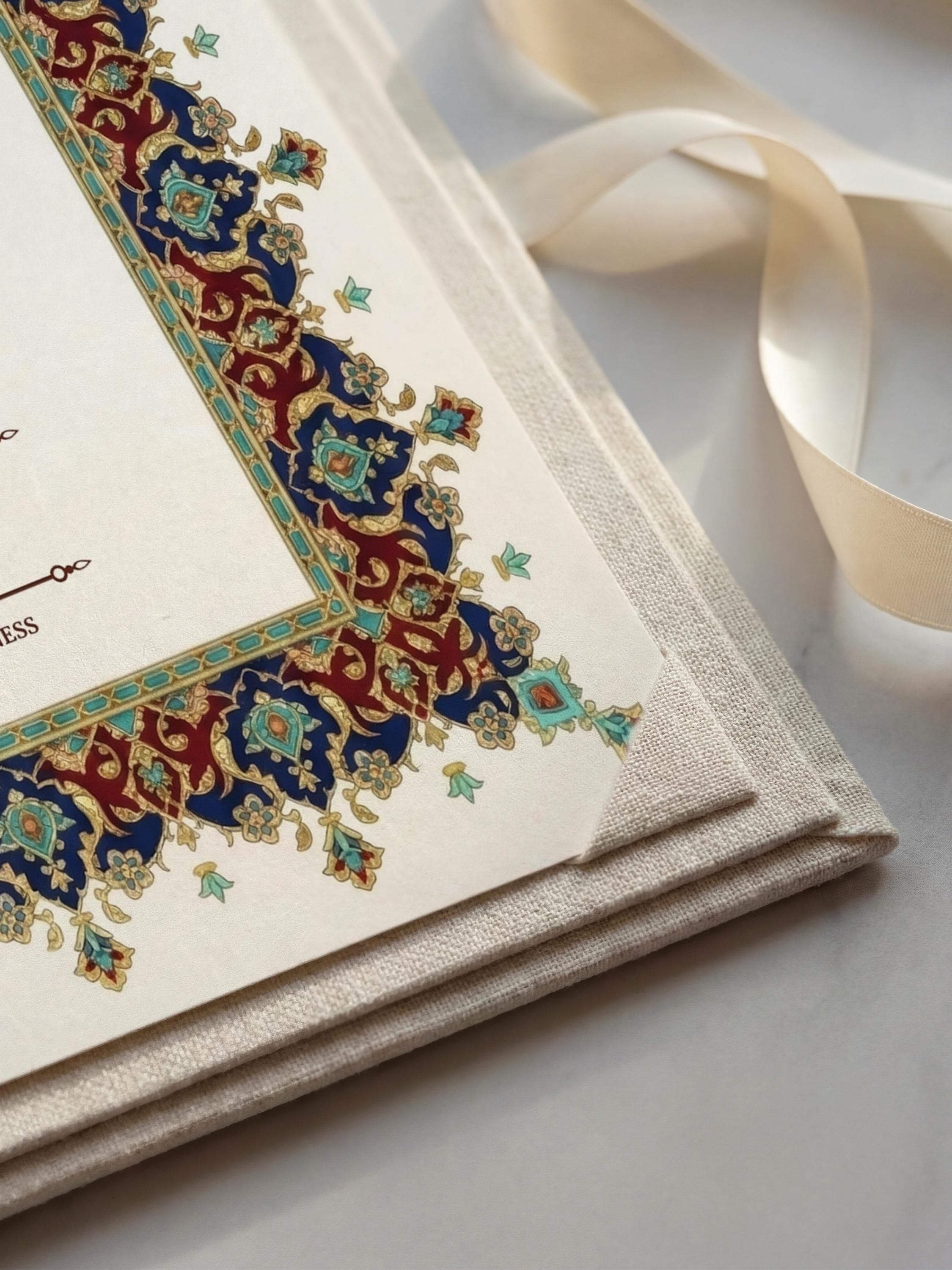Editable Islamic Nikkah Certificate: Luxury Ottoman Style Red Blue Muslim Wedding Contract, Canva Template A3 & A4 - image 3