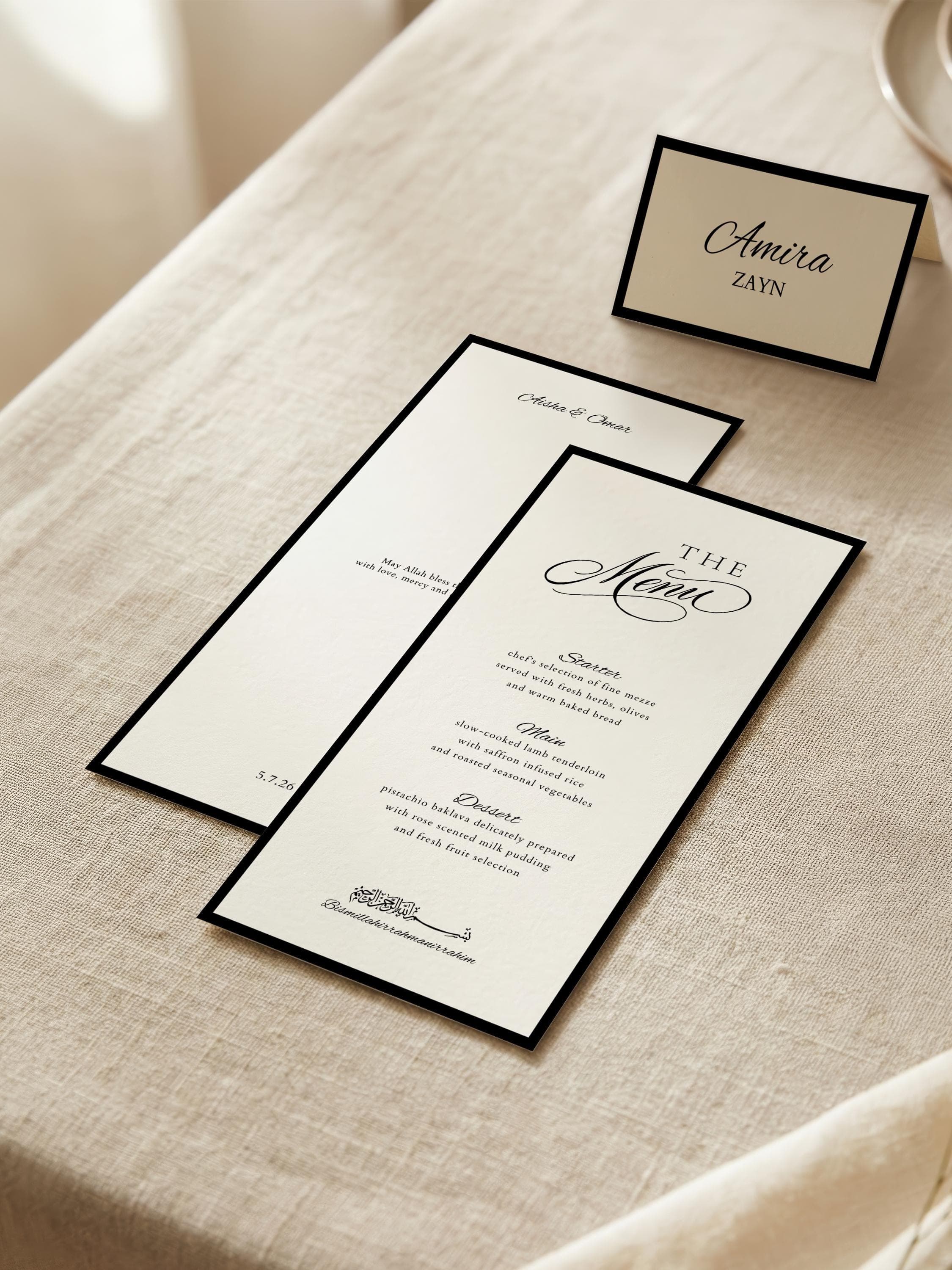 Islamic Wedding Menu & Place Card Template: Elegant Old Money Muslim Nikkah Reception (Digital Download) - image 3