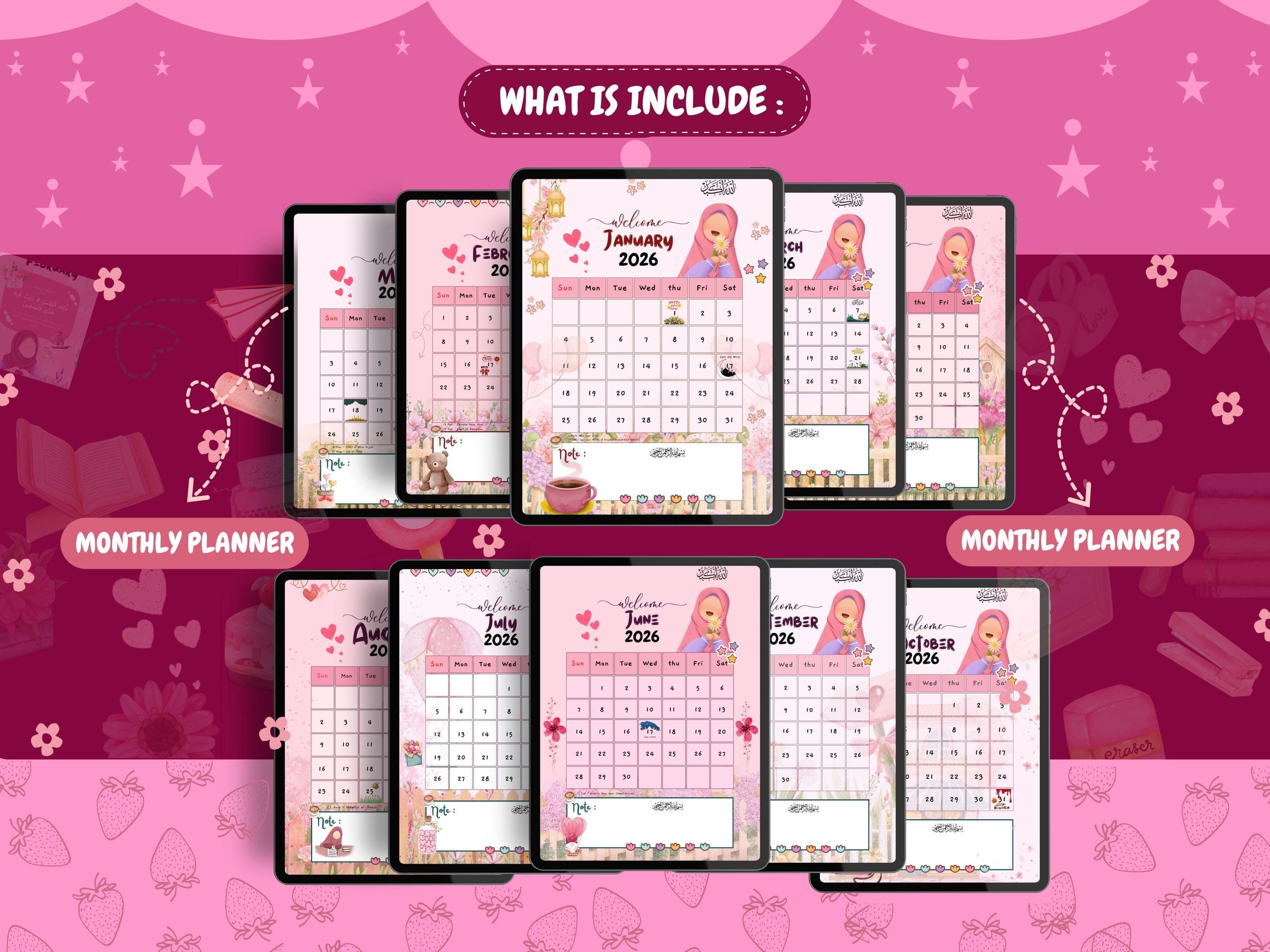 Muslimah Pink Planner 2026, Daily Islamic Journal (PDF Download) - image 5