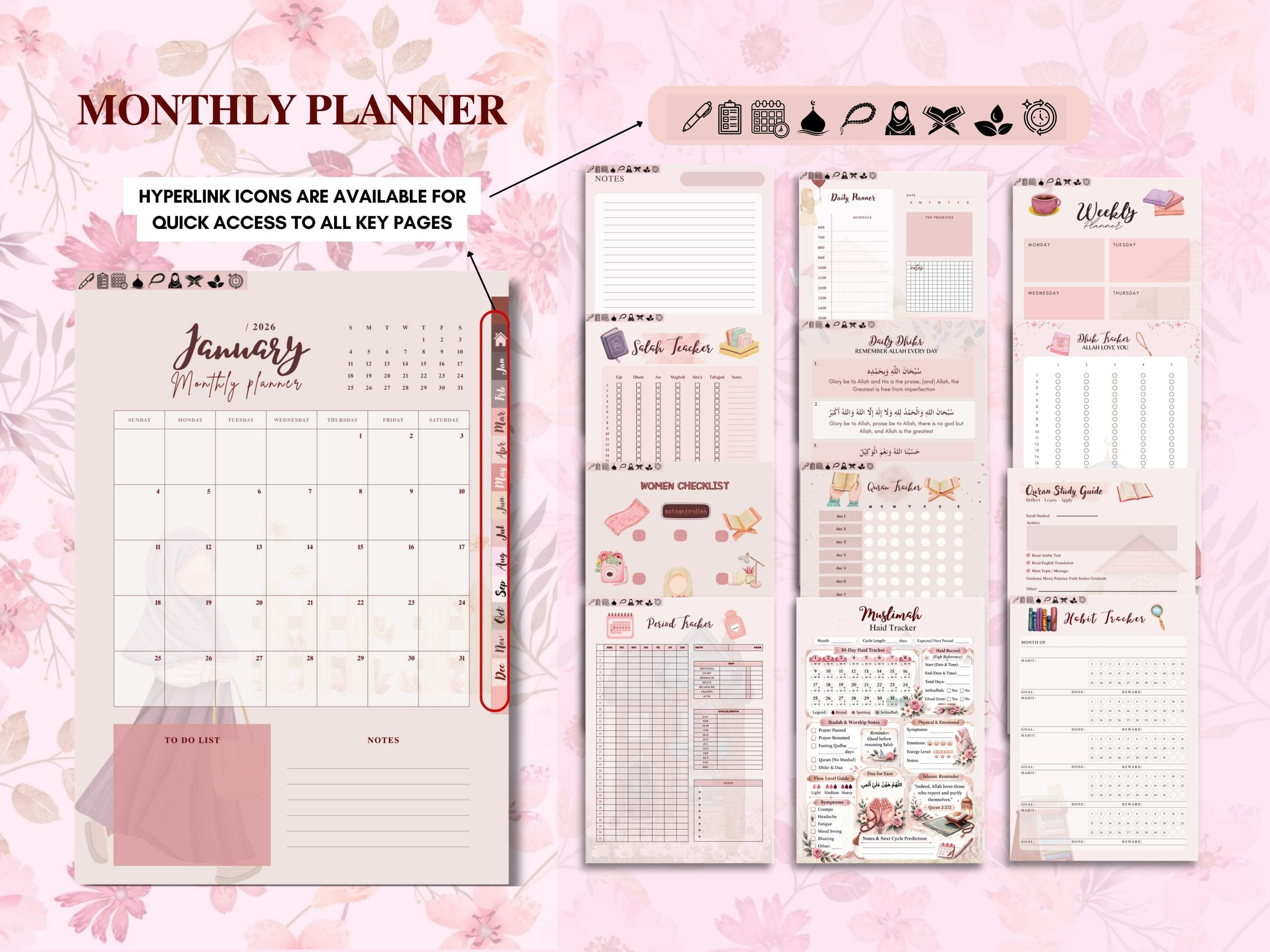2026 Digital Muslimah Planner | Deen & Dunya | Hyperlinked | GoodNotes iPad And Printable A4 - image 5