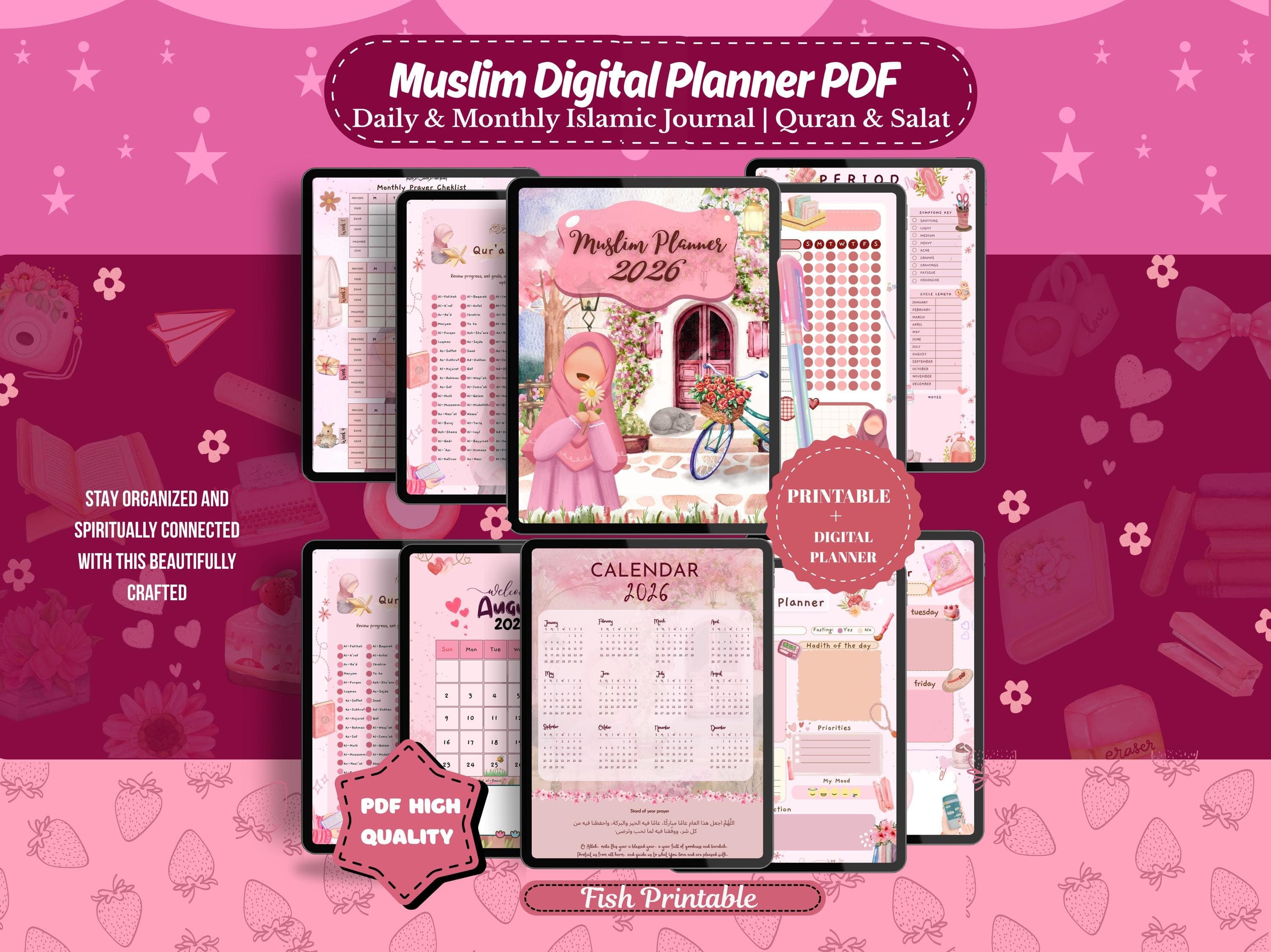 Muslimah Pink Planner 2026, Daily Islamic Journal (PDF Download) - image 3
