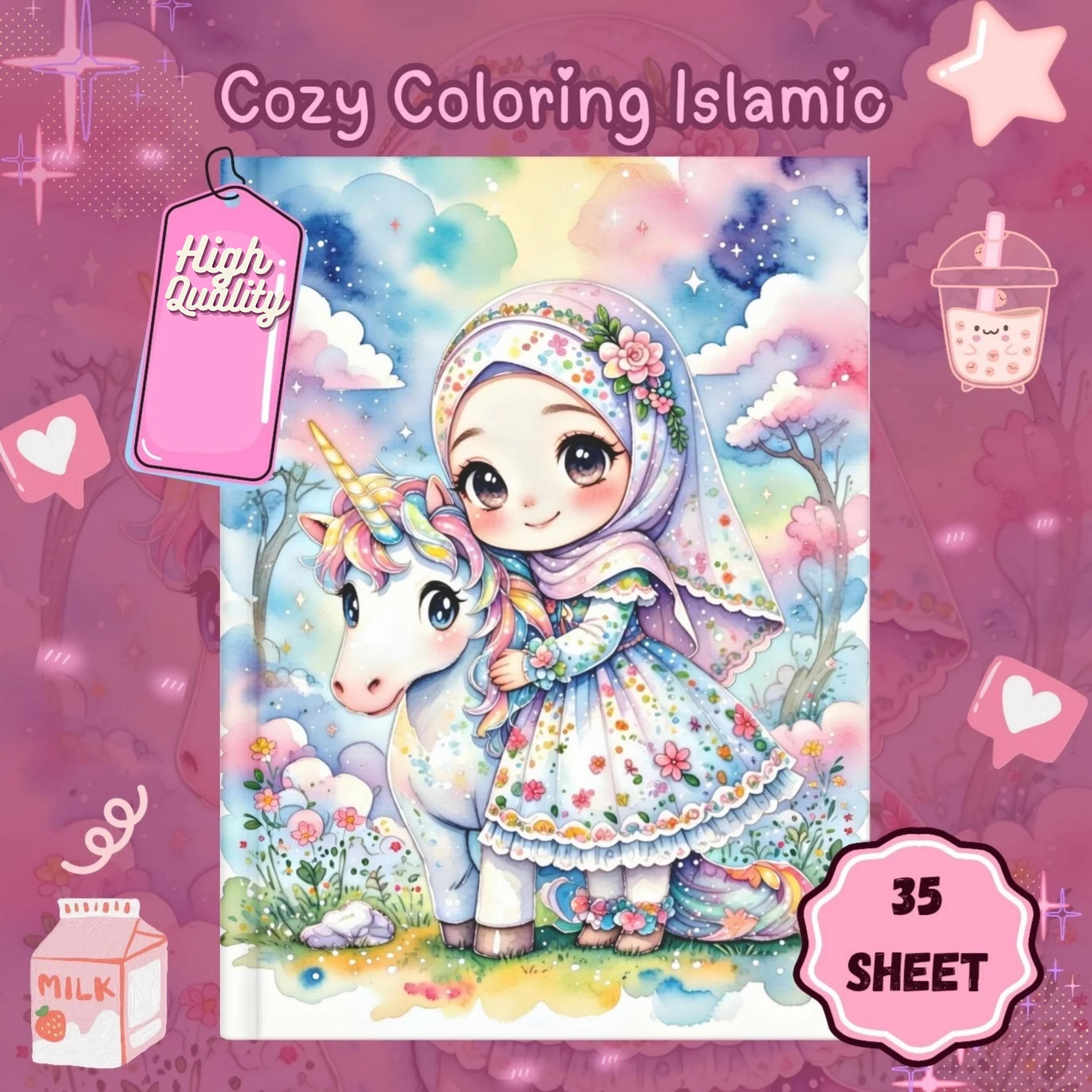 Cozy Hijabi Girls Coloring Book, Kawaii  chibii Islamic Art for Muslim Girls (Digital Download) - image 3
