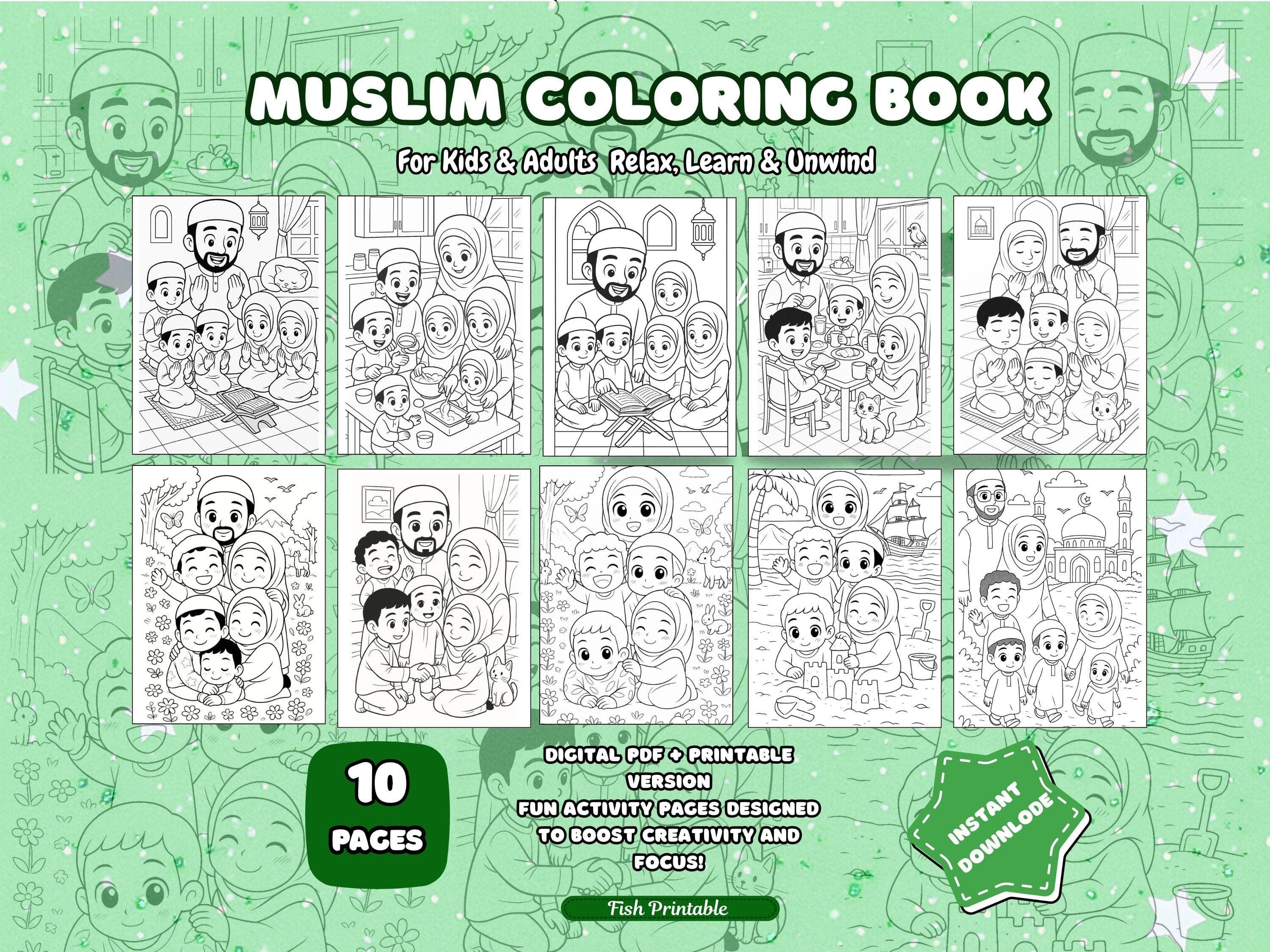 Muslim Coloring Book, Ramadan Activity Pages, Kids Islamic Learning (PDF Download) - image 3