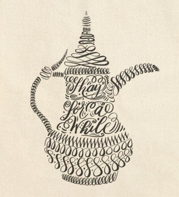Arab Tea Kettle | Shay for a While | Calligraphic art cotton canvas tote bag - image 3