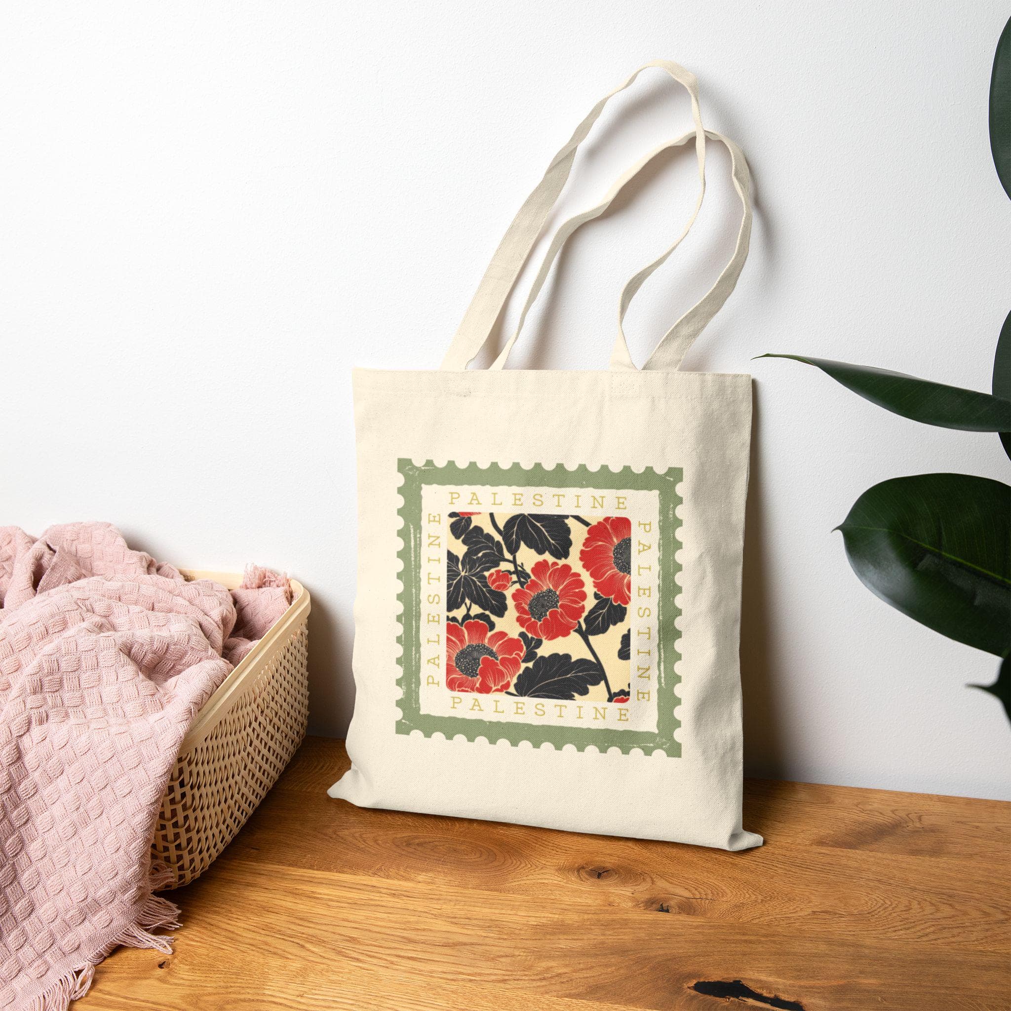 Palestinian Poppy Stamp Tote Bag |  Gift for Palestine Supporter | Pro-Palestine Everyday Bag - image 3