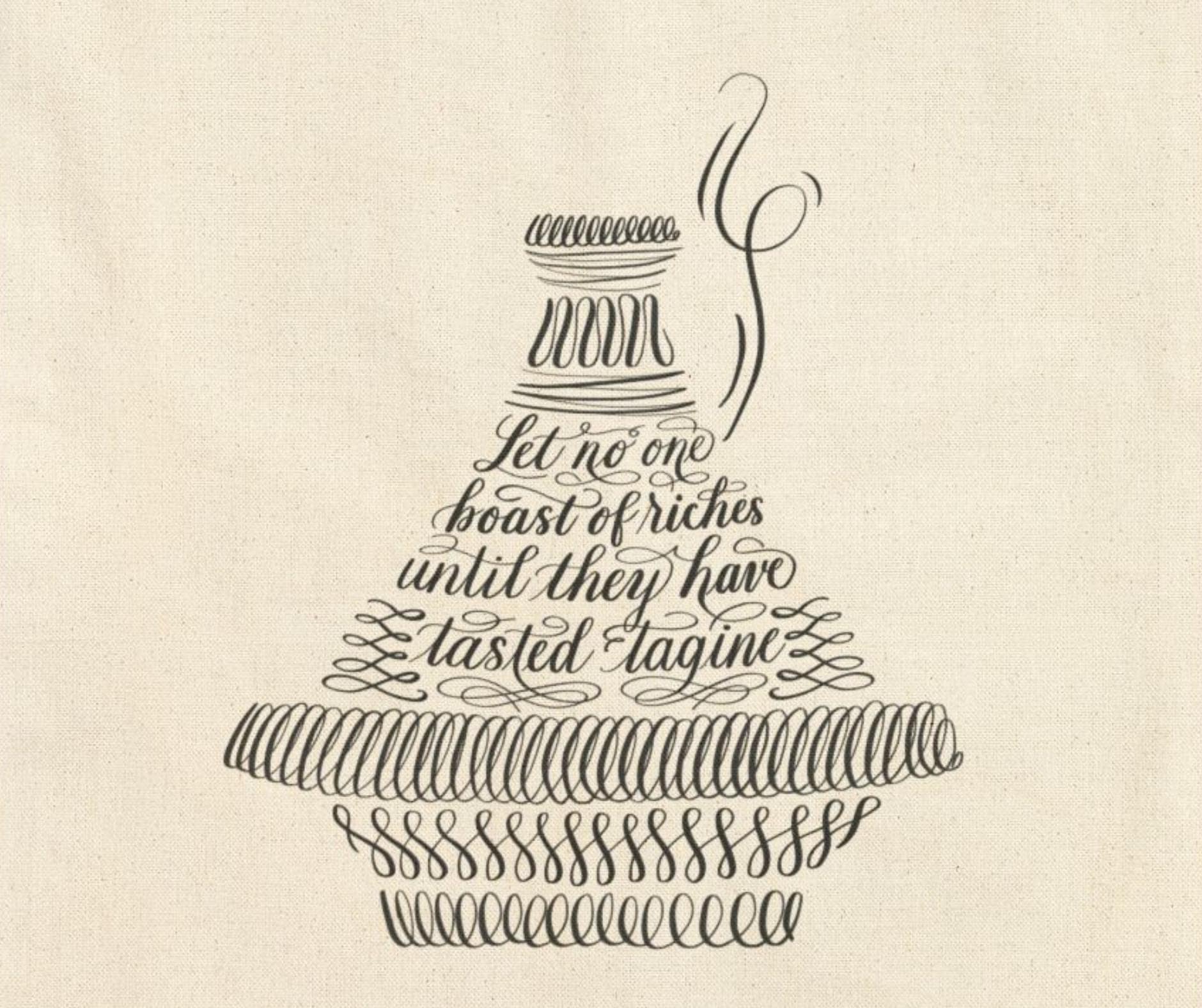 Tagine Calligraphy Tote Bag Gift for North African Foodie | Moroccan, Algerian, Tunisian Cooking