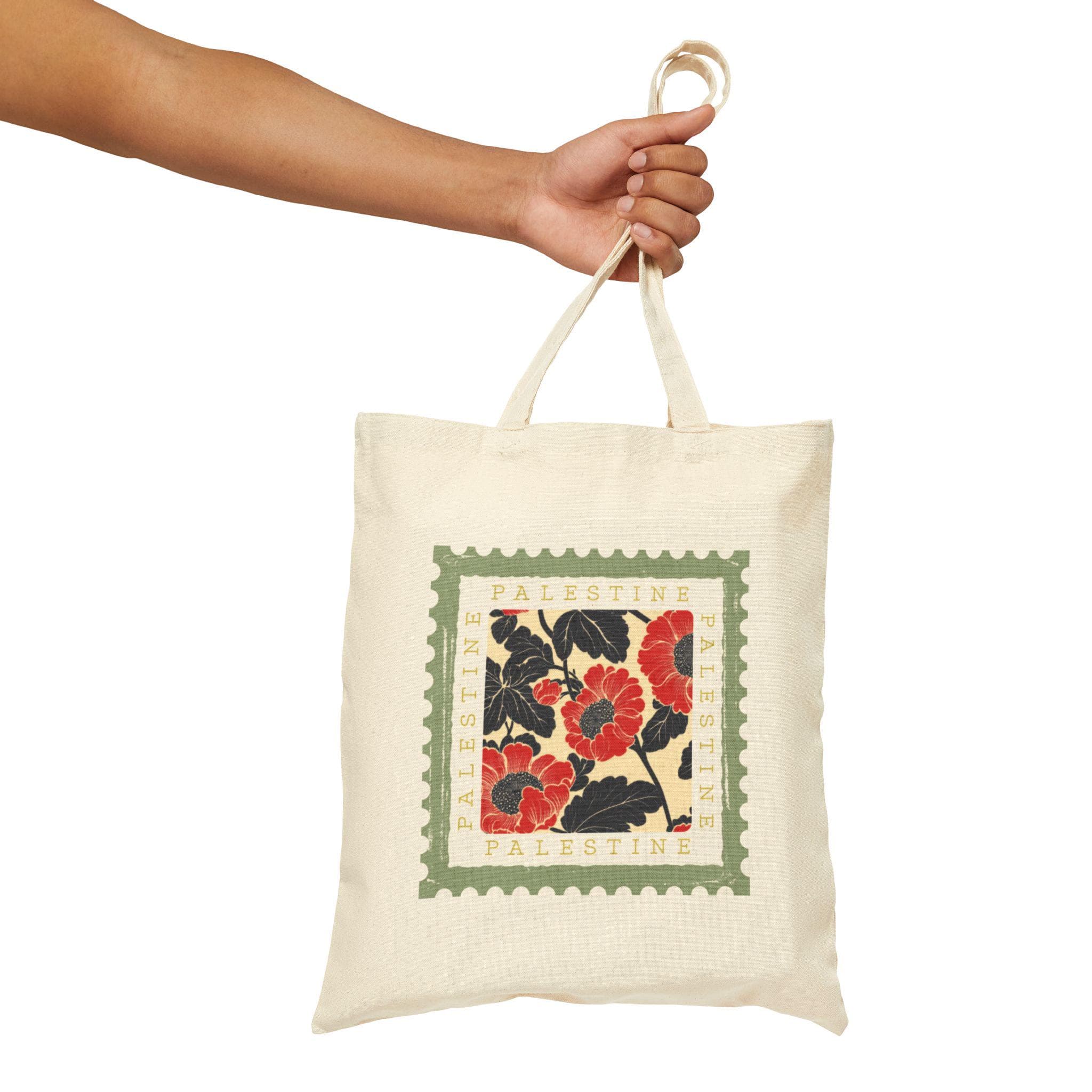 Palestinian Poppy Stamp Tote Bag |  Gift for Palestine Supporter | Pro-Palestine Everyday Bag - image 5