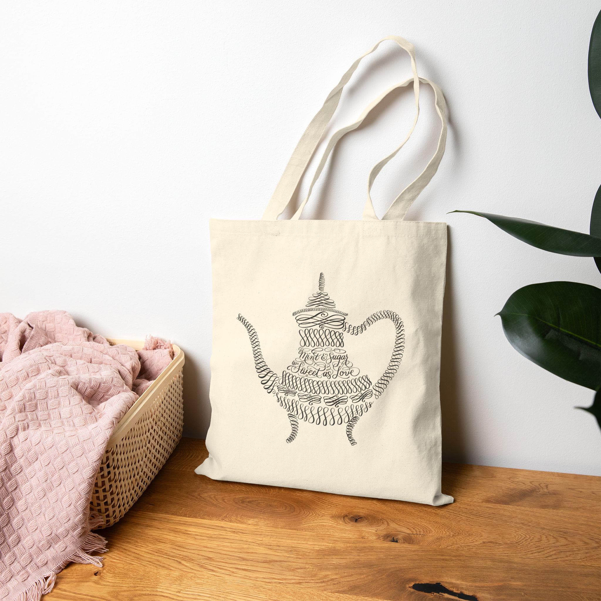 Moroccan Tea Kettle Calligraphy Tote Bag – North African Inspired Art - image 5