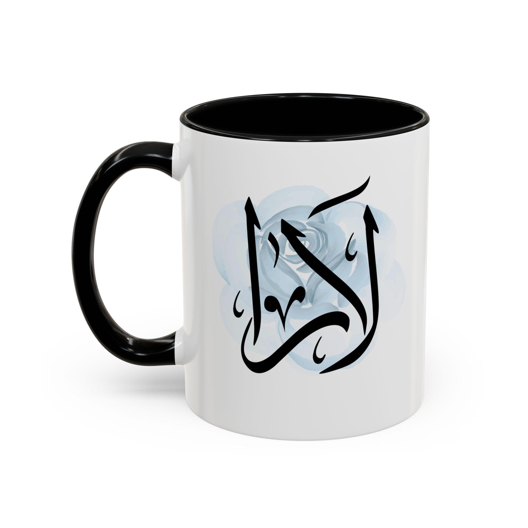 Lara لارا in Arabic Calligraphy Coffee Mug - Soft Blue Rose - Elegant Gift for Arab Girl, Eid, Birthday / Larah - image 3
