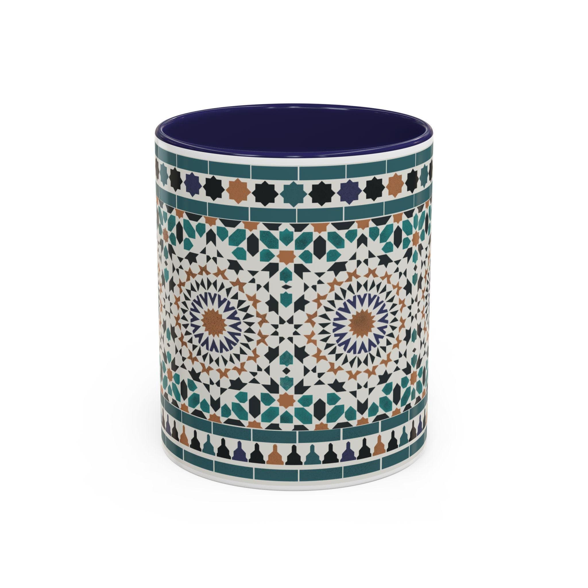 Moroccan Zellige Mug – Blue & Teal Geometric Coffee Cup, Moorish Tile Inspired Ceramic Mug, Islamic Art Gift