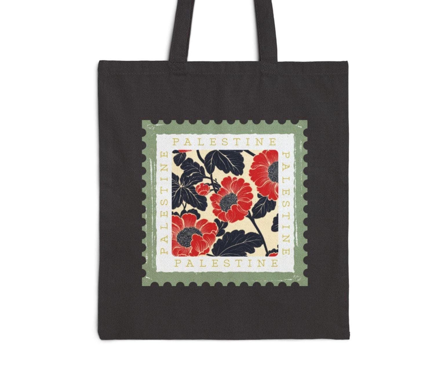 Palestinian Poppy Stamp Tote Bag |  Gift for Palestine Supporter | Pro-Palestine Everyday Bag