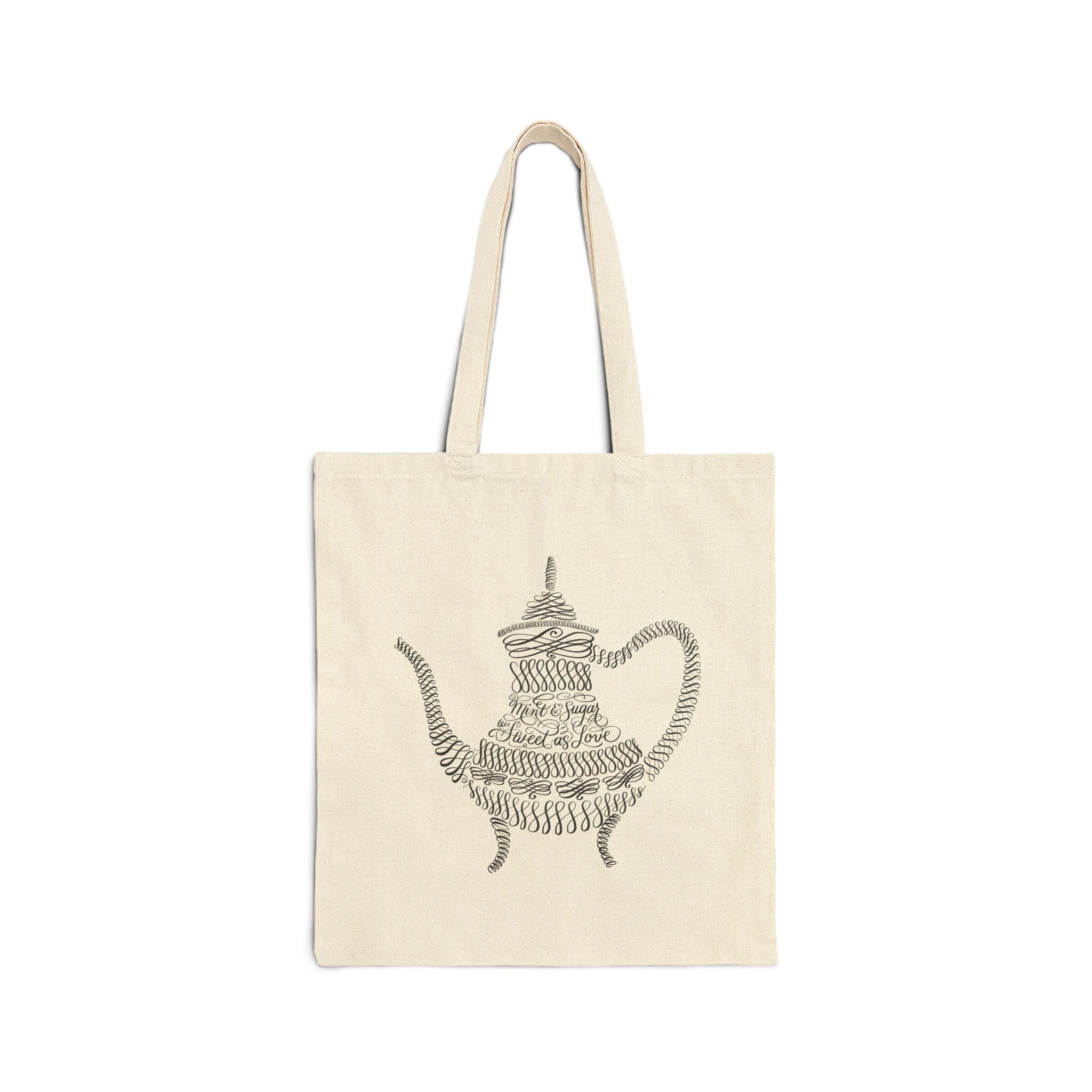 Moroccan Tea Kettle Calligraphy Tote Bag – North African Inspired Art