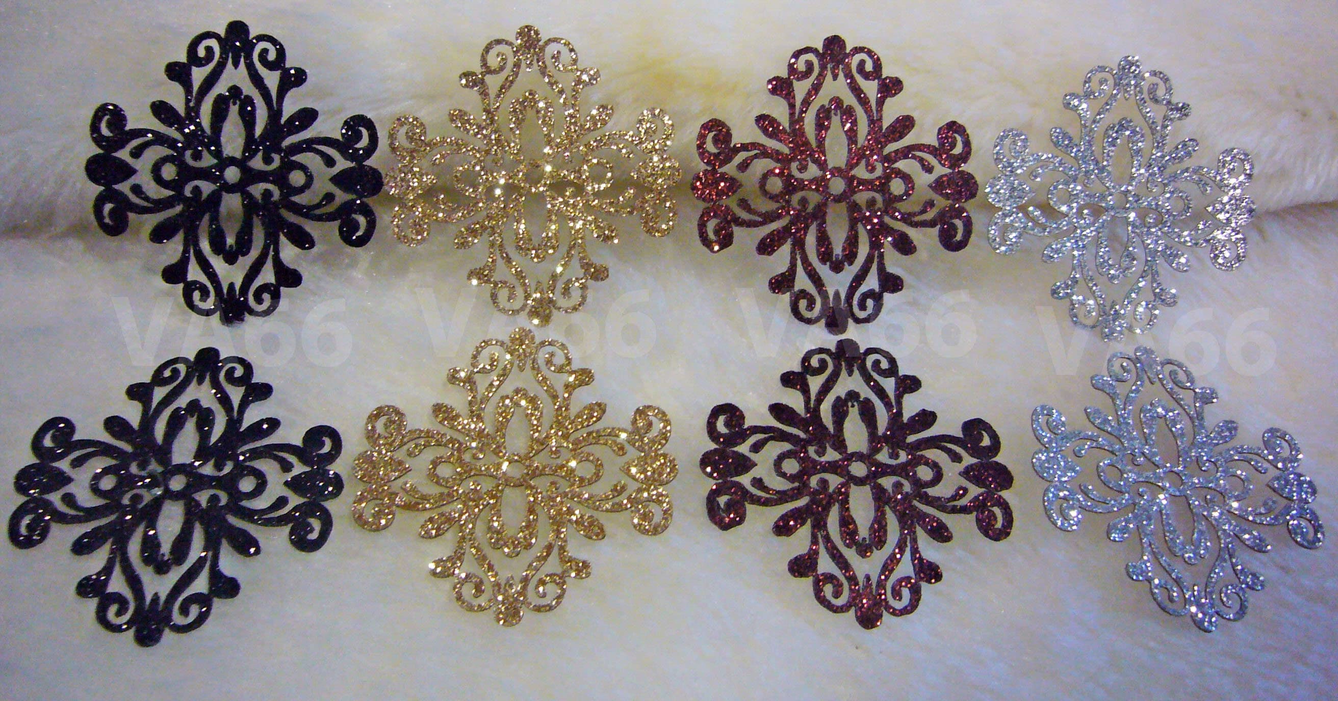 5p Glitter Gold Silver Black Brown Iron On Patch Applique Dokoh Filigree Lace Motif Heat Transfer Decals Stickers Embellishment Sewing GSBB1 - image 3