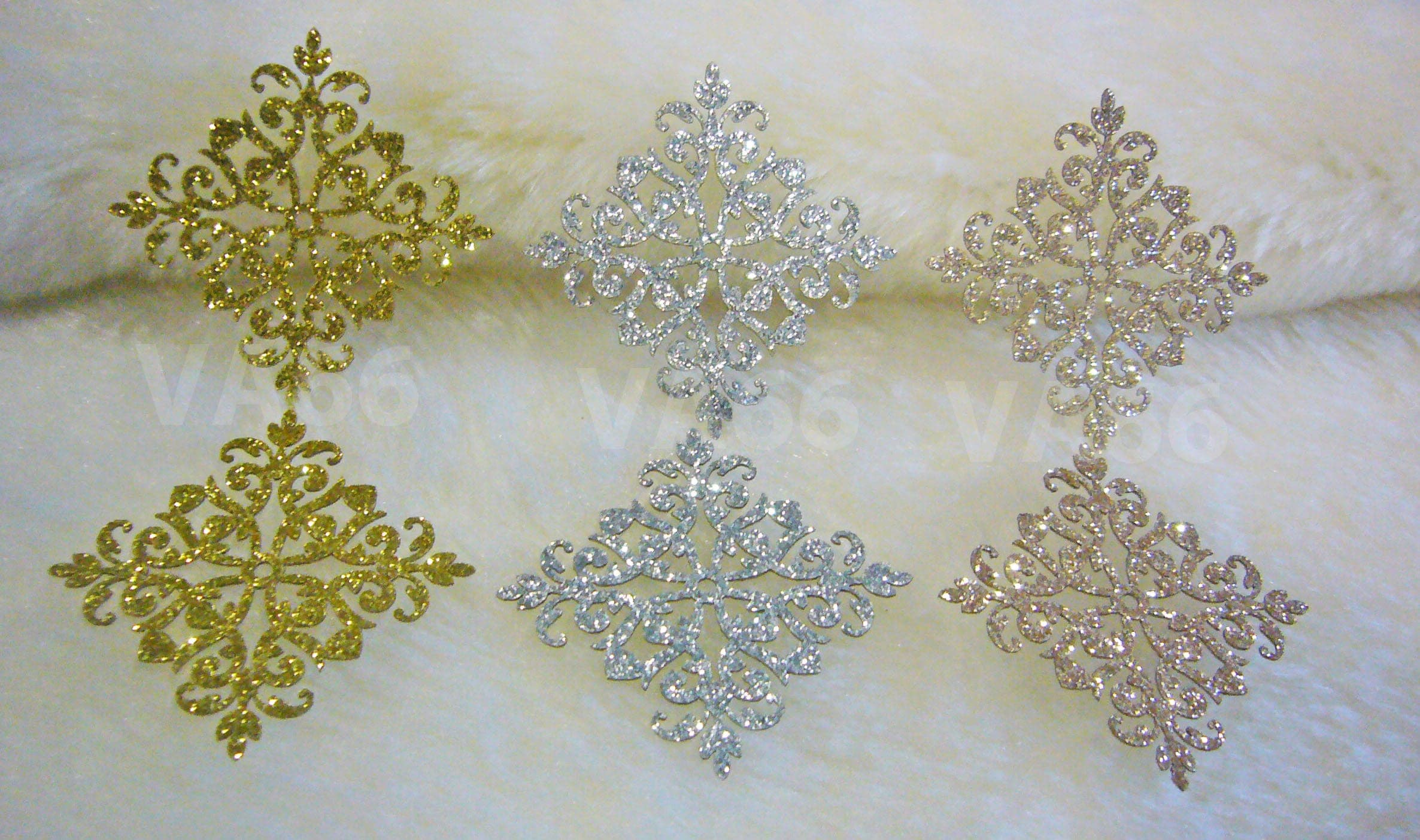 5p Glitter Gold n Rose Gold Silver Iron On Patch Applique Dokoh Filigree Lace Motif Heat Transfer Decals Stickers Embellishment Sewing GRS08 - image 3