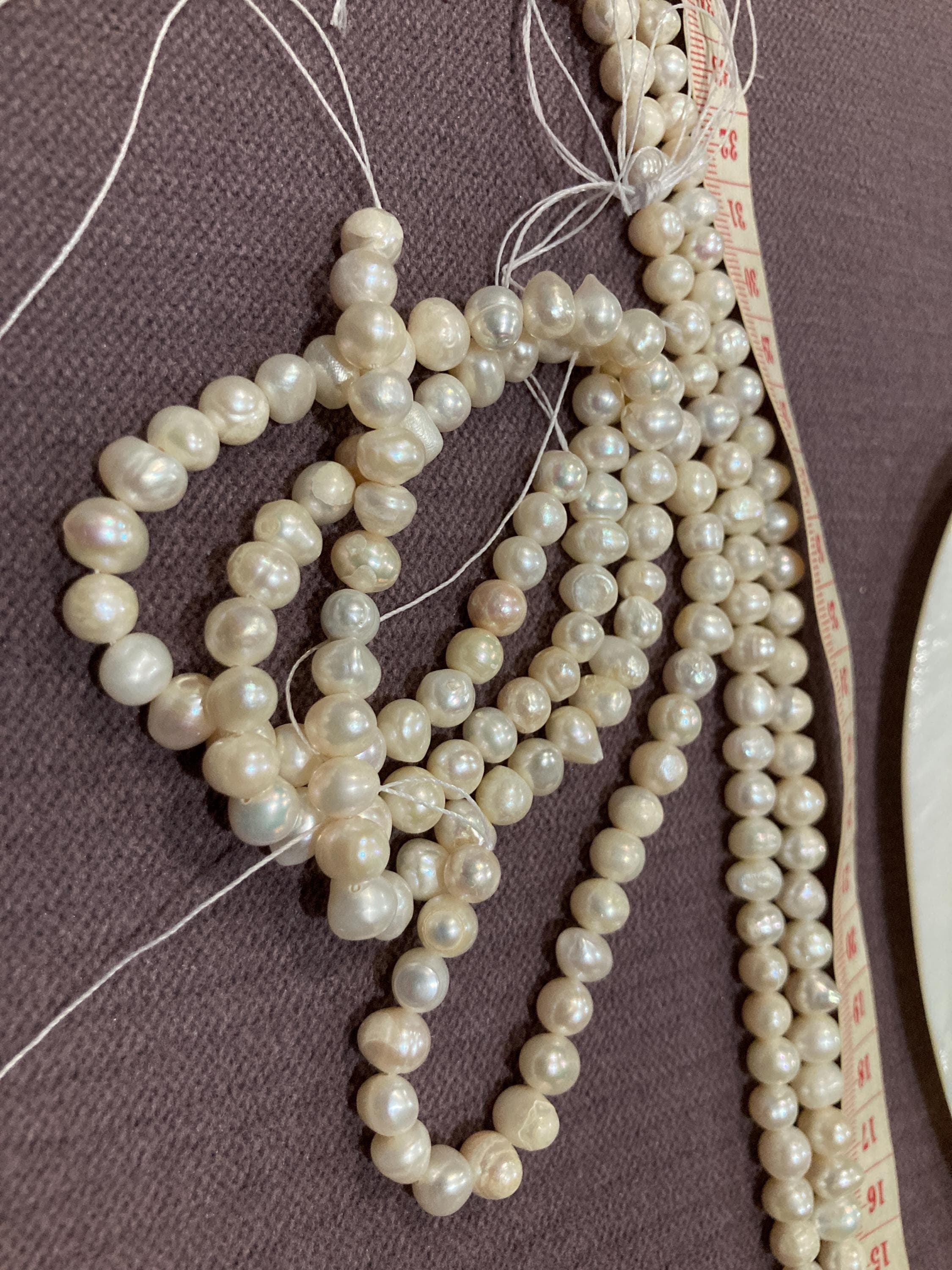 DIY 13 Inches Fresh Water Natural Pearls Round Pearl Beads White 7mm 8mm loose bead Jewelry Making Findings Natural Color Ivory INT001 - image 5