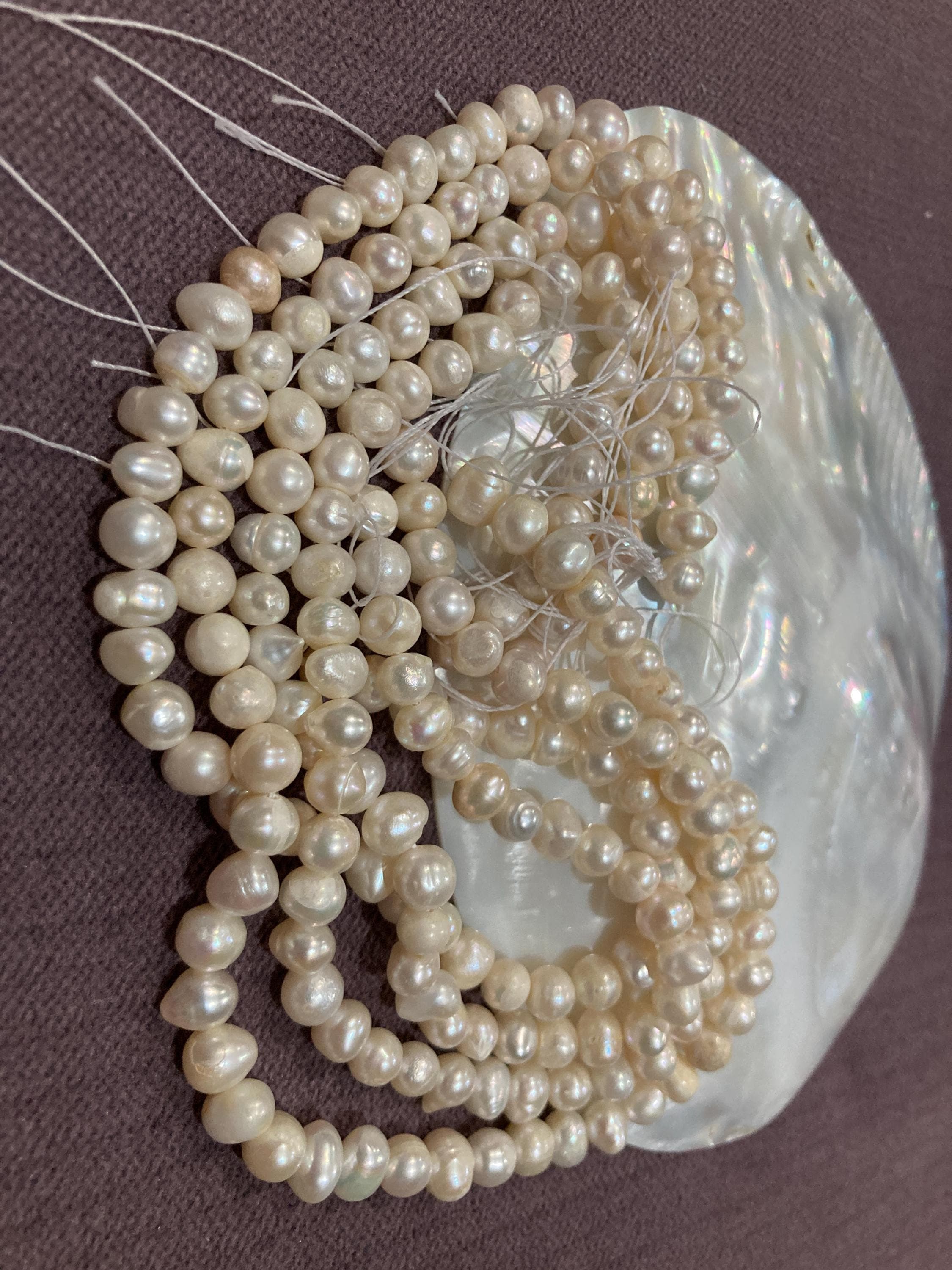 DIY 13 Inches Fresh Water Natural Pearls Round Pearl Beads White 7mm 8mm loose bead Jewelry Making Findings Natural Color Ivory INT001 - image 3