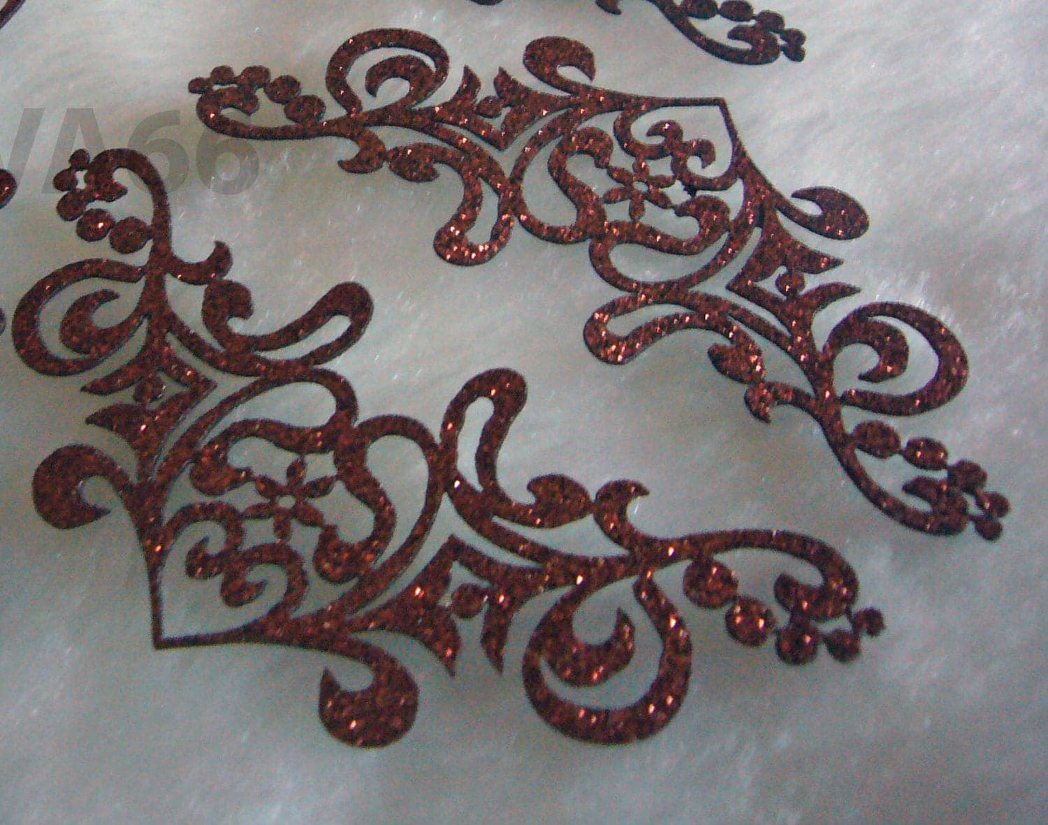 4p Glitter Brown Rust Corner Edge Iron On Patch Applique Dokoh Vintage Look Lace Motif Heat Transfer Decals Stickers Embellishment Sewing