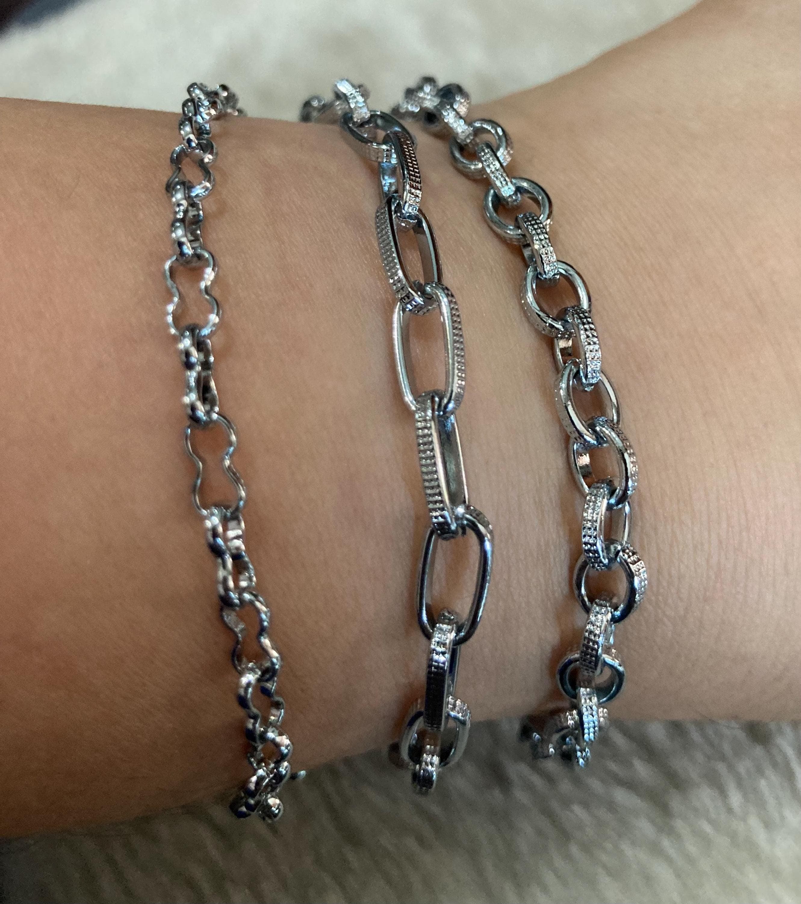 Unisex Man Lady DIY 1pc Bracelet Toggle n Clasp Bracelet Add Charms thick thin chains links choose from 3 choices Minimalist Ready to wear