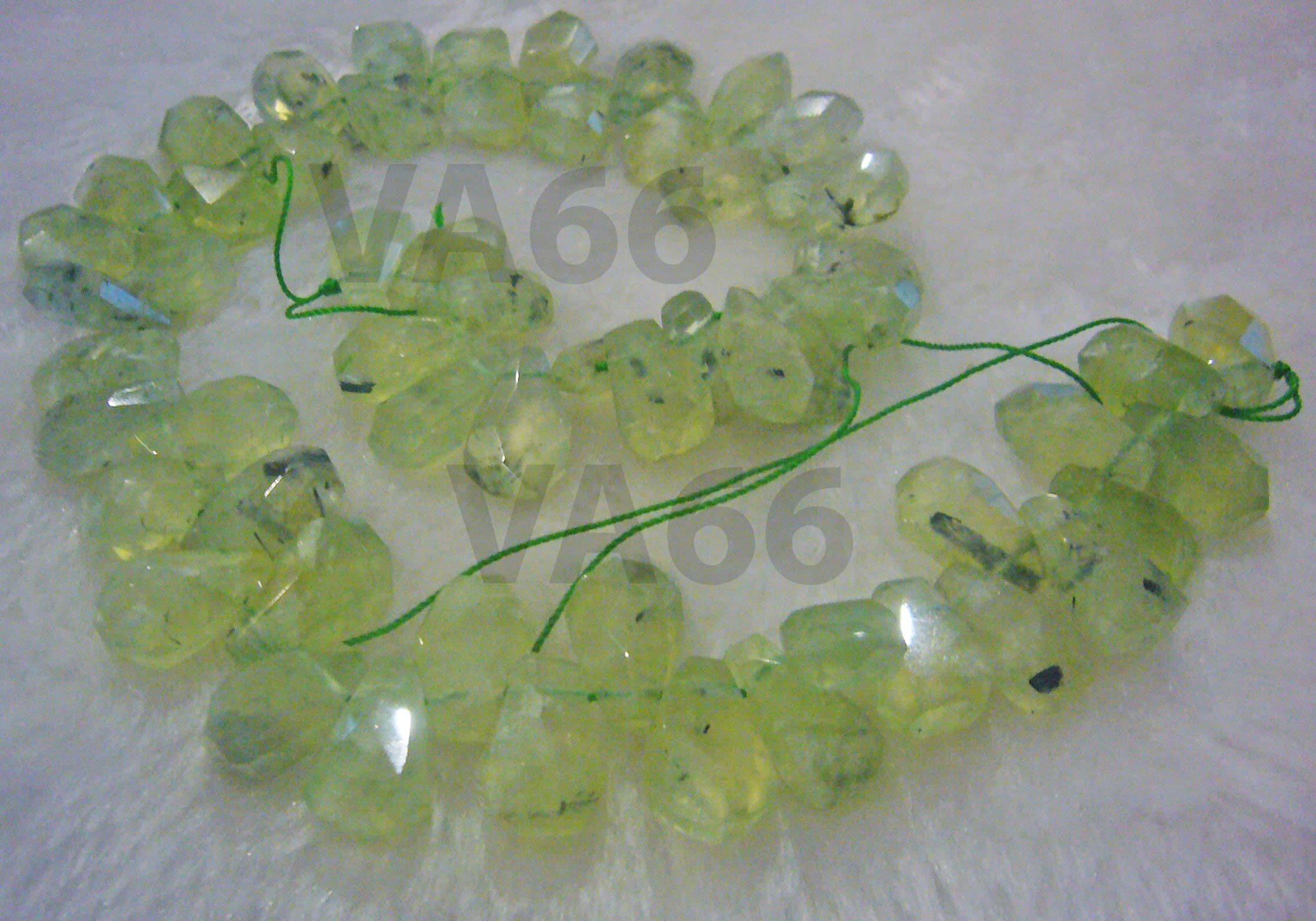 DIY 16" Natural Green Prehnite Gemstone Facetted Top Drill Pendant 20mm x 12mm 2-way Drop Shape Large Gemstones Beads Jewelry Making