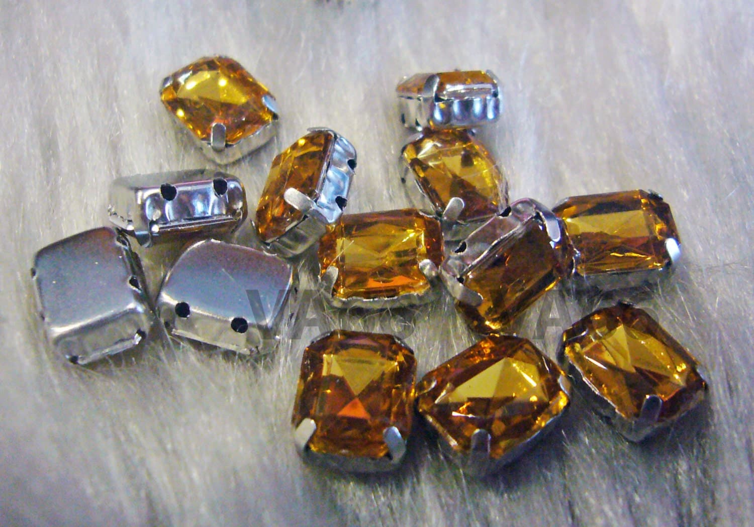 Sew On Rhinestones Crystal Lt Col Topaz DIY Emerald Princess Cut Rectangle 8mm x 10mm 4 hole Champagne Montee Acrylic Pronged Flat Back - image 4
