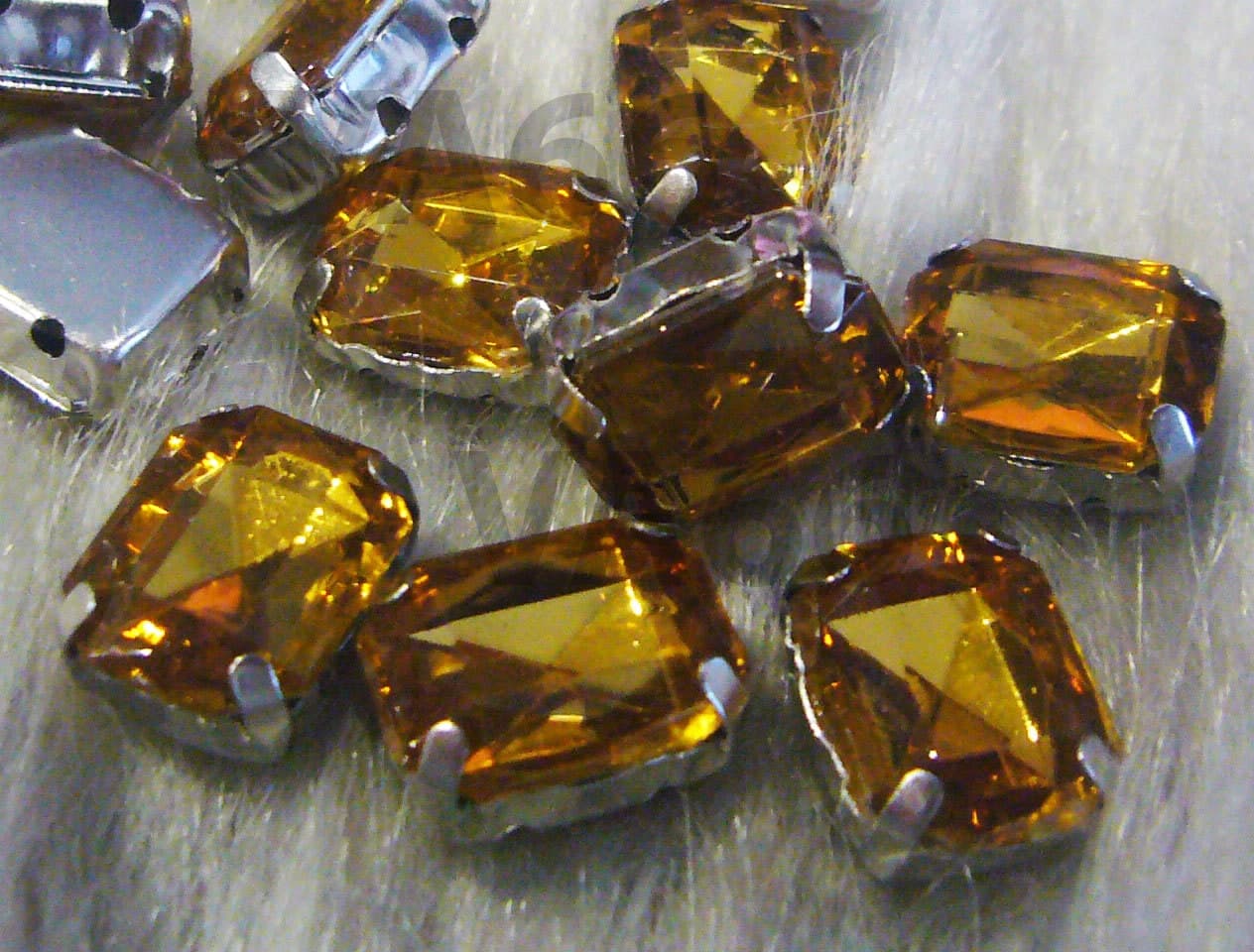 Sew On Rhinestones Crystal Lt Col Topaz DIY Emerald Princess Cut Rectangle 8mm x 10mm 4 hole Champagne Montee Acrylic Pronged Flat Back - image 3
