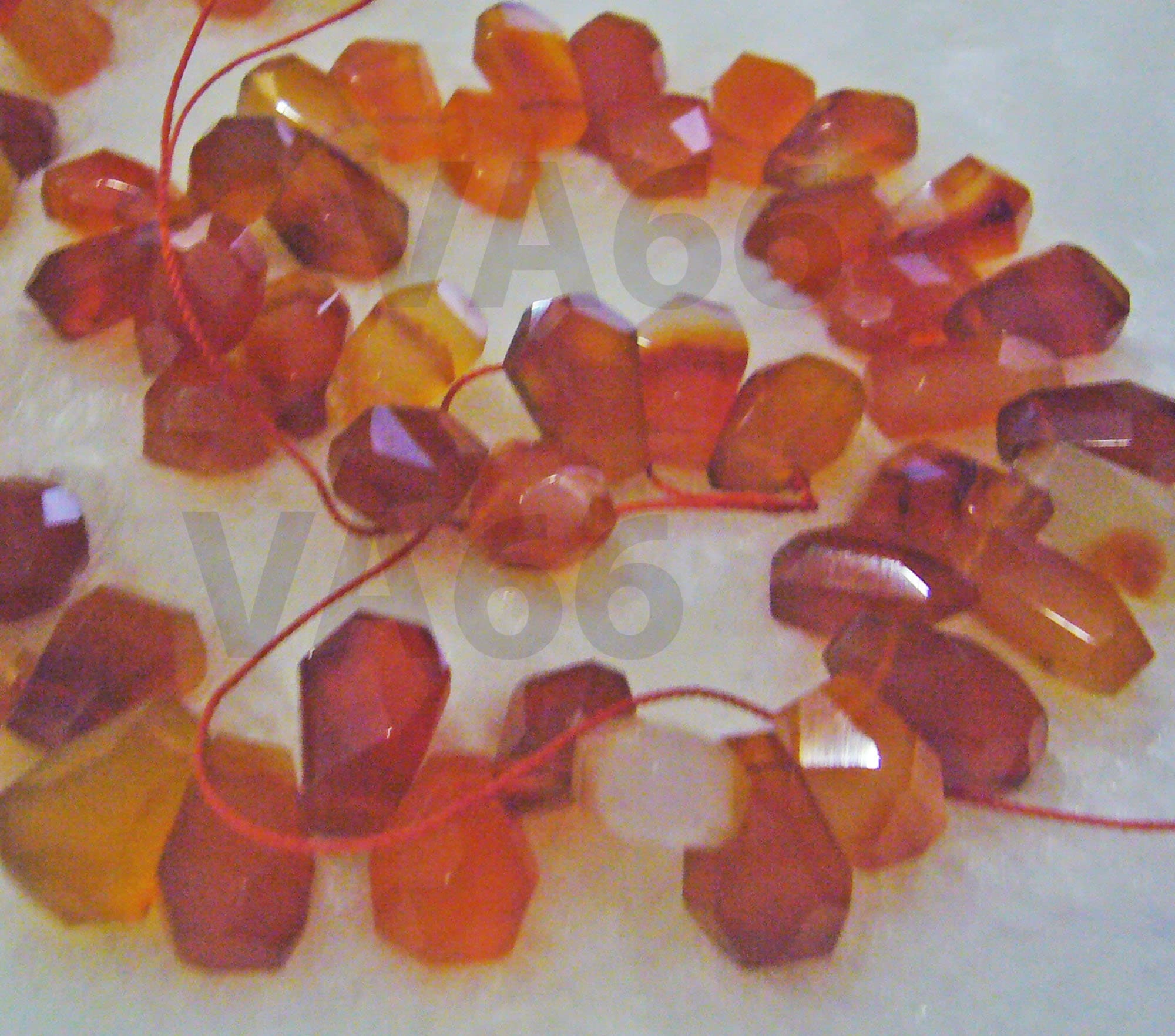 DIY 15" Natural Mixed Orange Red Agate Gemstone Facetted Top Drill Pendant 17mm x 9mm 2-way Drop Shape Large Gemstones Beads Jewelry Making