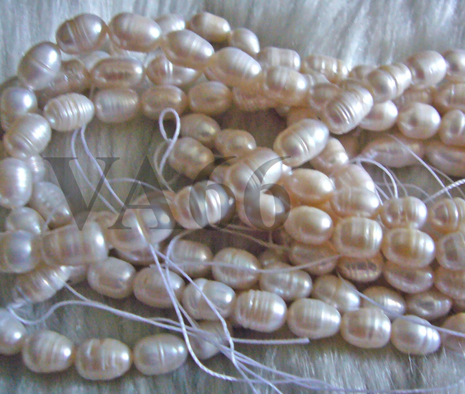 DIY full strand Fresh Water Pearls Puffy Rice Pearl Beads Ivory White 9mm x 7mm PR028 wrinkle Line Loose Jewelry Making Craft Natural Color