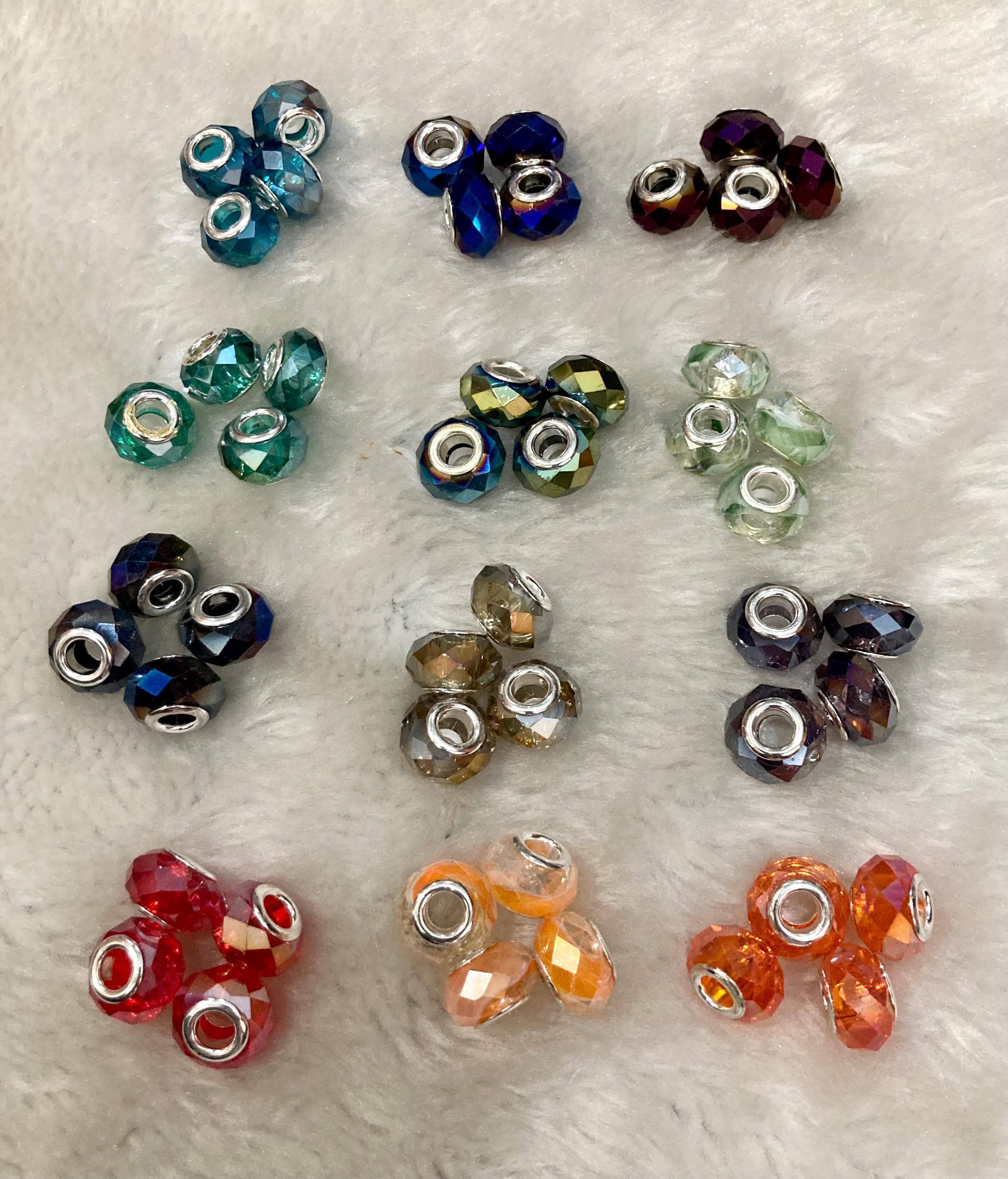 DIY 4p Beads Big Hole Fits European Bracelets Spacer compatible Bead Big Hole color choices red yellow green