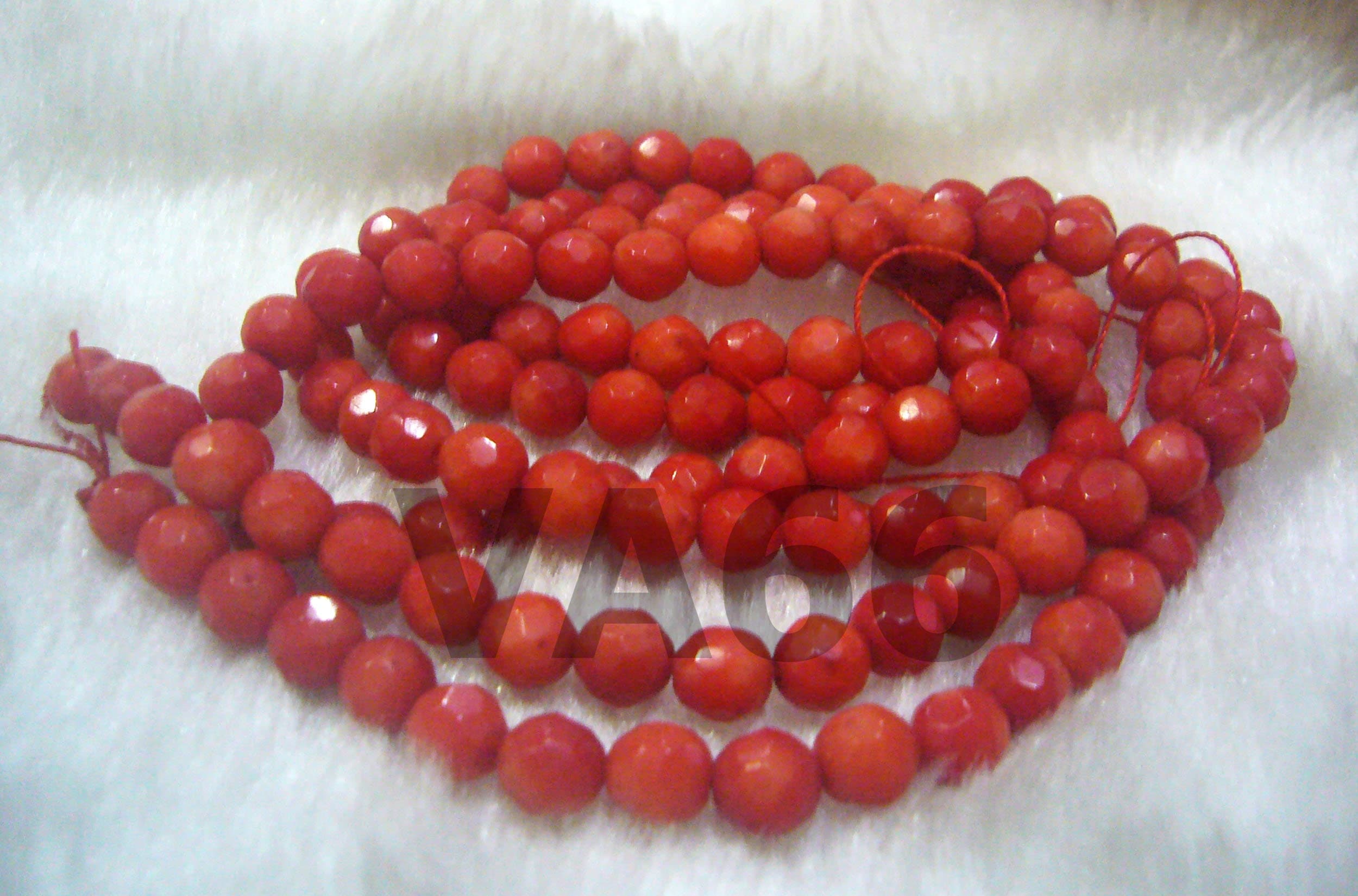 DIY 16" Natural Facetted Red Coral 6mm Gemstone Round Orange Shades of Stone Gemstones Loose Beads Jewelry Making Craft - image 4