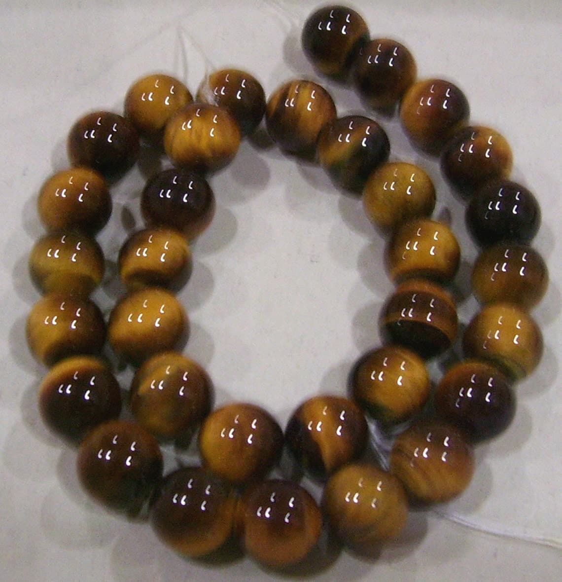 DIY 10mm Yellow Brown Tiger eye Gemstone Smooth Round Gemstones 15.5" Genuine Full Strand Through Hole Loose Beads Jewelry Making, Sewing - image 3