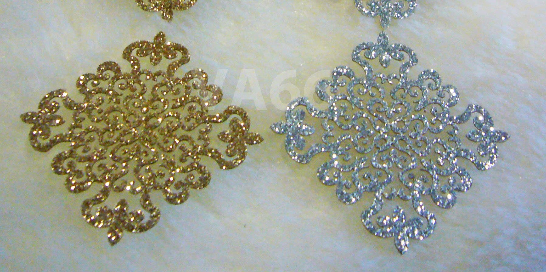 5p Glitter Gold n Silver Iron On Patch Applique Dokoh Filigree Royal Crown Lace Motif Heat Transfer Decals Stickers Embellishment GS012 - image 3