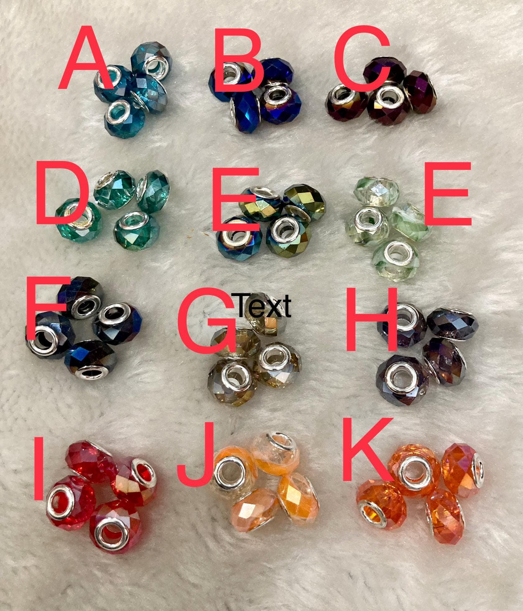 DIY 4p Beads Big Hole Fits European Bracelets Spacer compatible Bead Big Hole color choices red yellow green - image 4