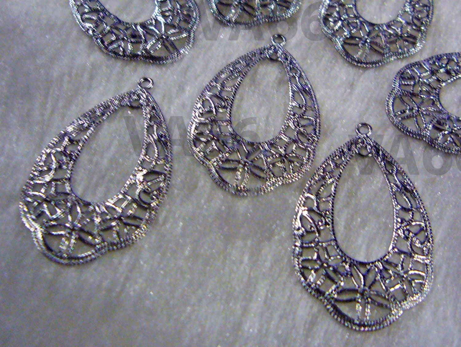 DIY Teardrop Silver Filigree Lace Chandelier Earrings Parts Hoops Loops 12 18mm x 33mm Findings Cutwork Jewelry Making Parts Accessories - image 3