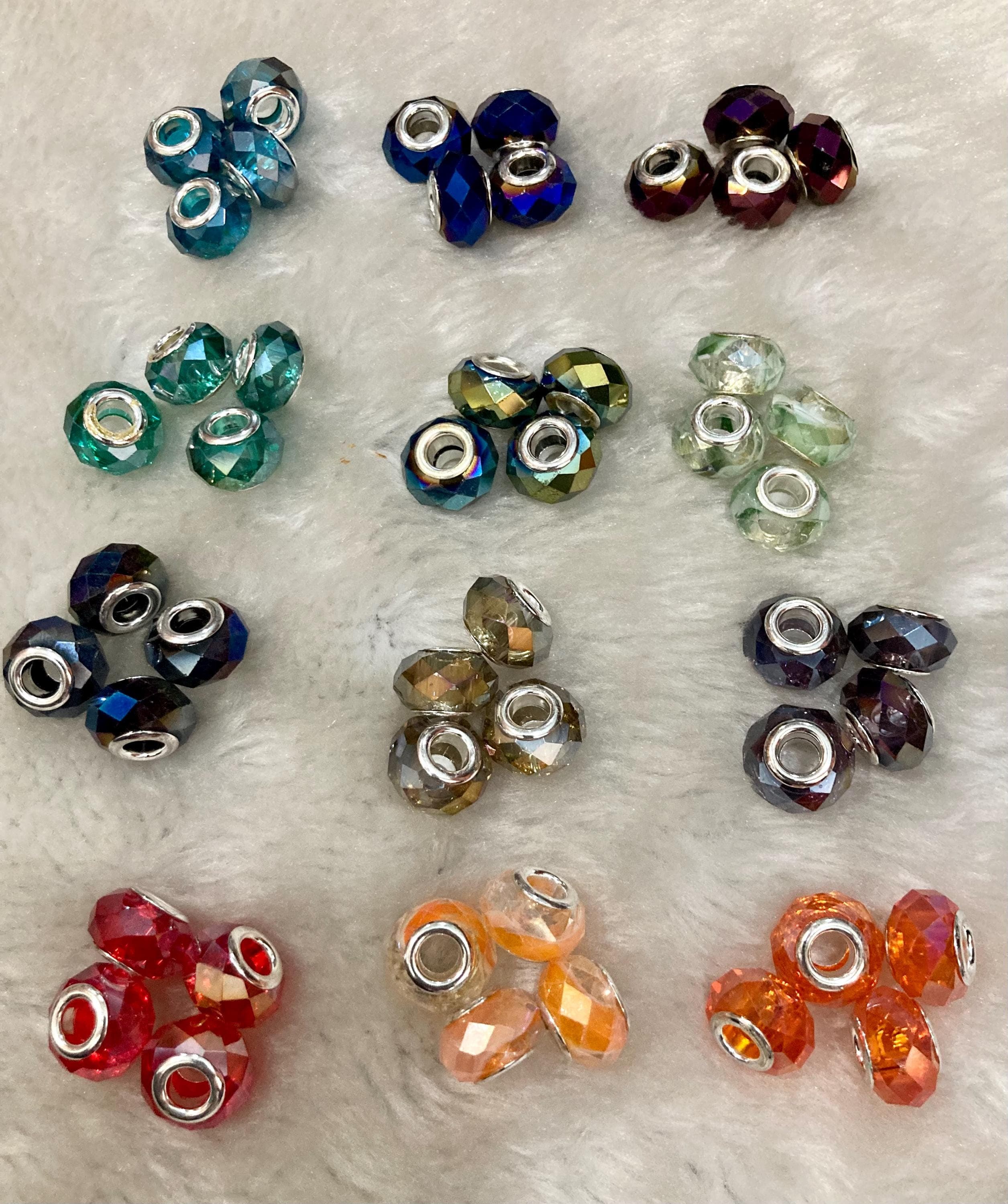 DIY 4p Beads Big Hole Fits European Bracelets Spacer compatible Bead Big Hole color choices red yellow green - image 3