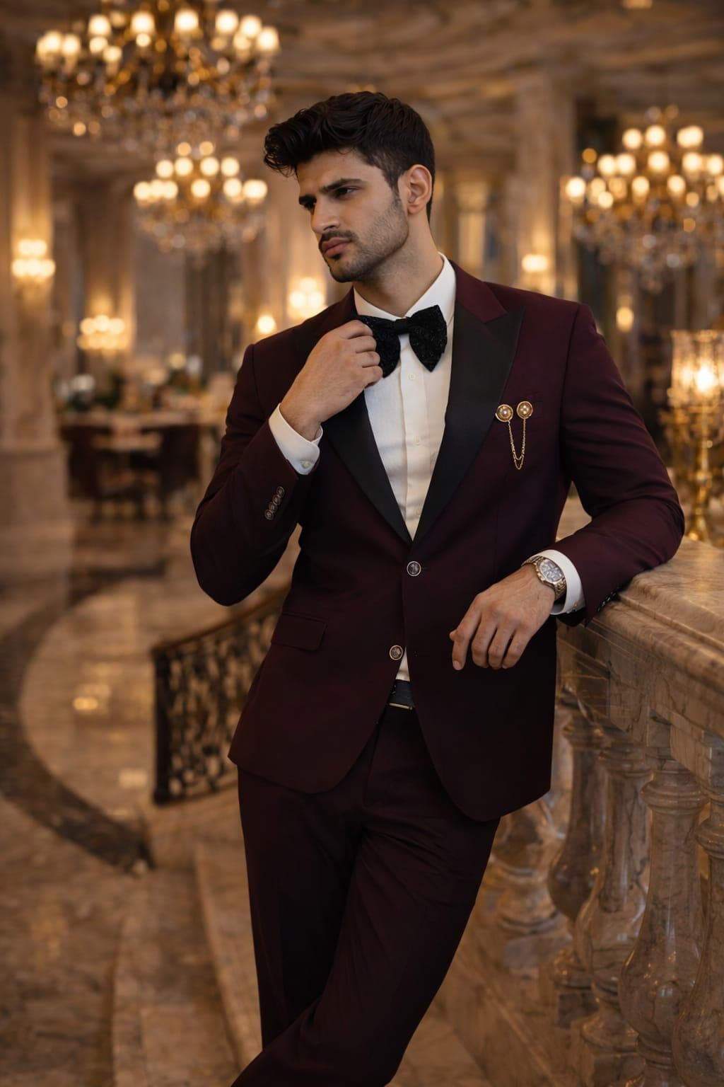Men's Wine Tuxedo Suit | Burgundy Wedding Formal Blazer Set, Evening Wear - image 3
