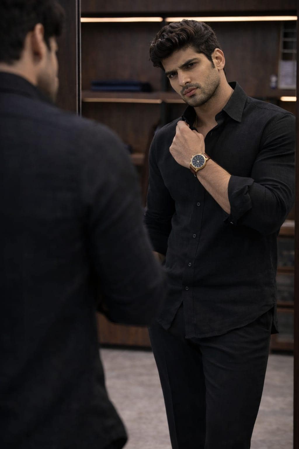 Black Linen Cotton Shirt and Trouser Set, Slim Fit Menswear Outfit - image 4