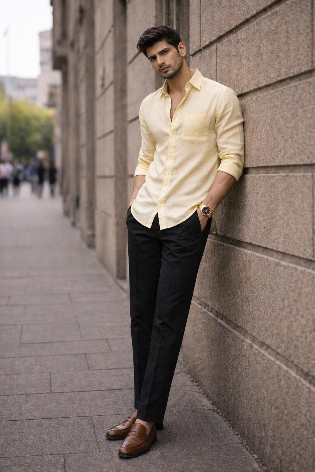 Men's Light Yellow Linen Shirt | Summer Casual Button Down, Breathable Fit - image 4