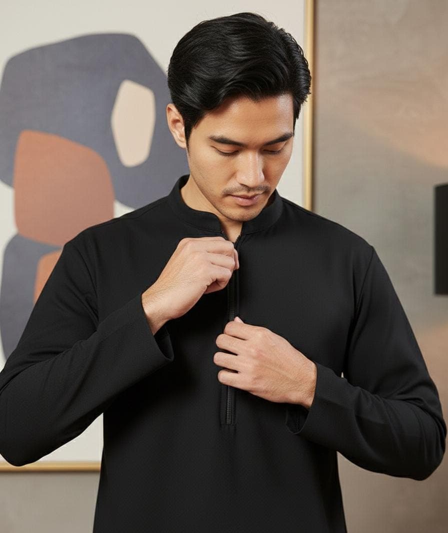 Men's Black Kurta Pajama Set | Minimalist Festive Outfit - image 4