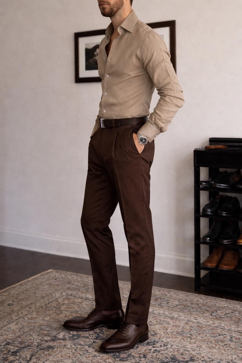 Men's Linen Blend Shirt & Formal Trousers | Slim Fit Office Outfit - image 4