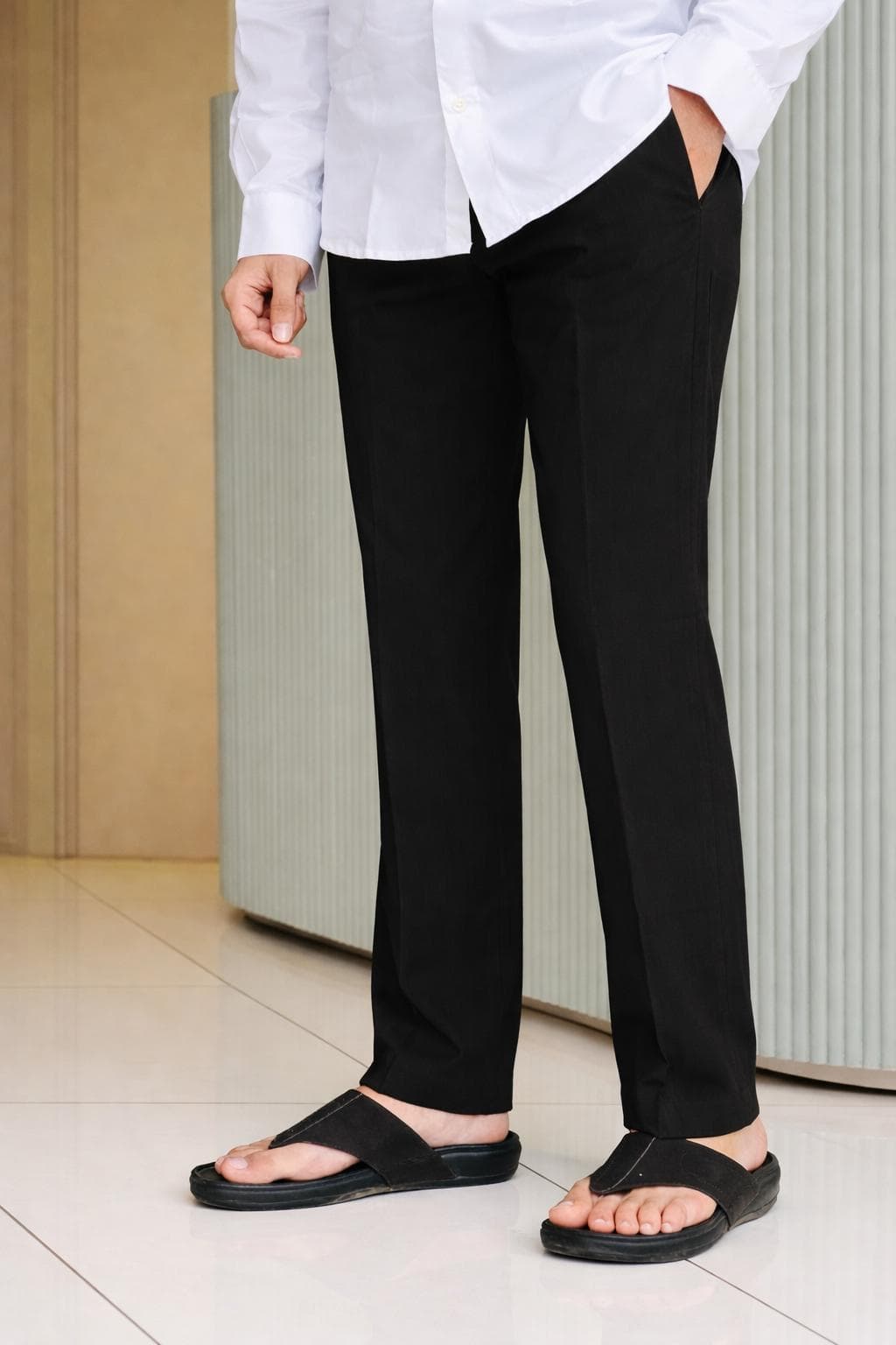 Men's Black Straight Fit Trousers | Minimalist Casual Everyday Wear